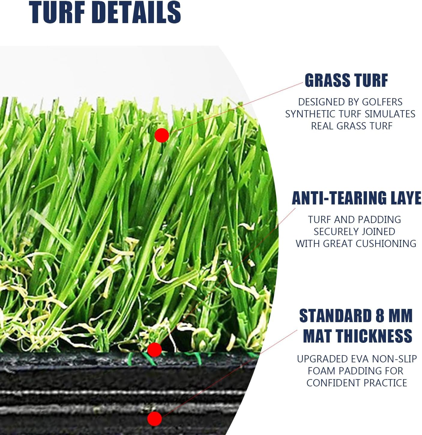 Foldable Golf Hitting Mat-Portable Golf Mat Practice Grass Mat for Indoor/Outdoor with Shock-Absorbing EVA Foam & Realistic Golf Turf Practice Mat for Driving Chipping Putting Golf Simulator, 40X60Cm image number 4