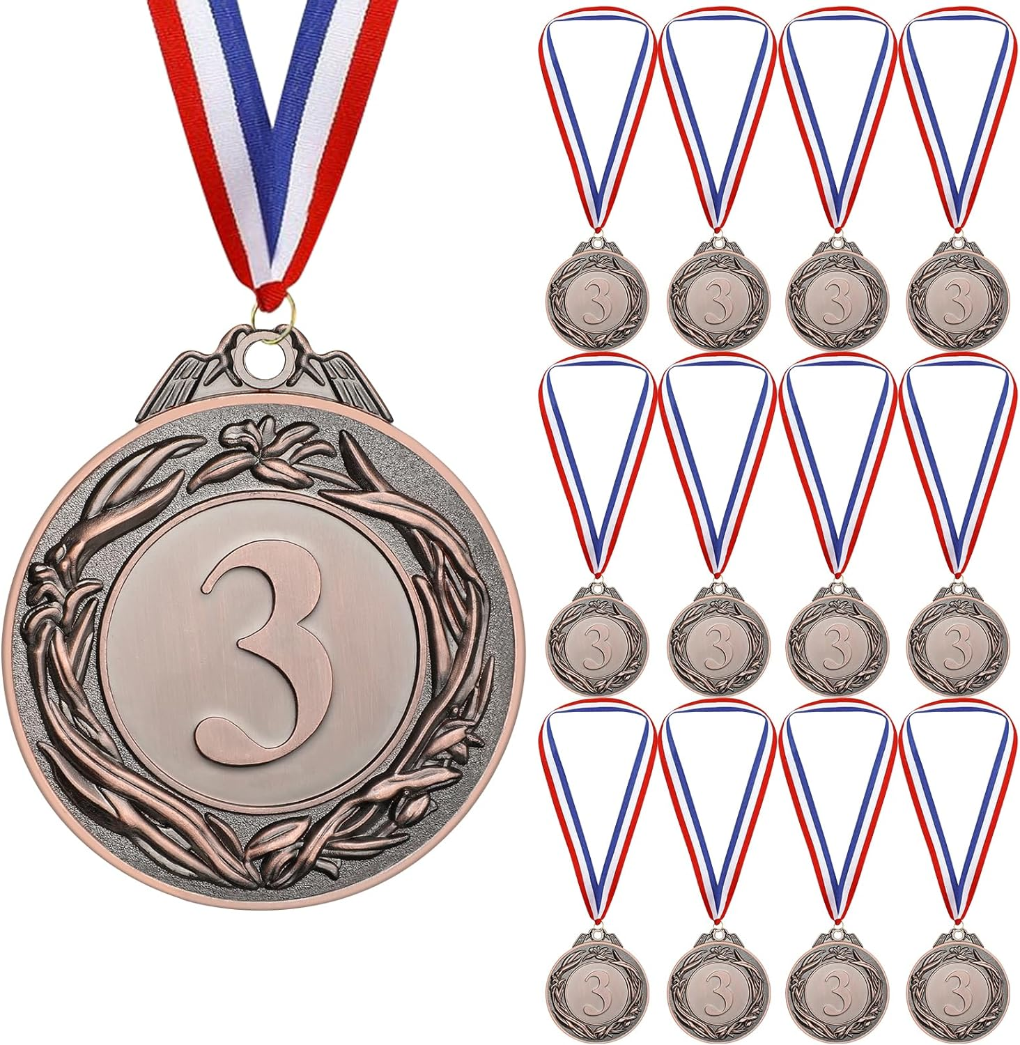 Kids Reward Medal, 12PCS Medals for Award, Gold Medal with Neck Ribbons, Winner Medals Gold Prizes for Sports, Competitions, Party, Olympic Style