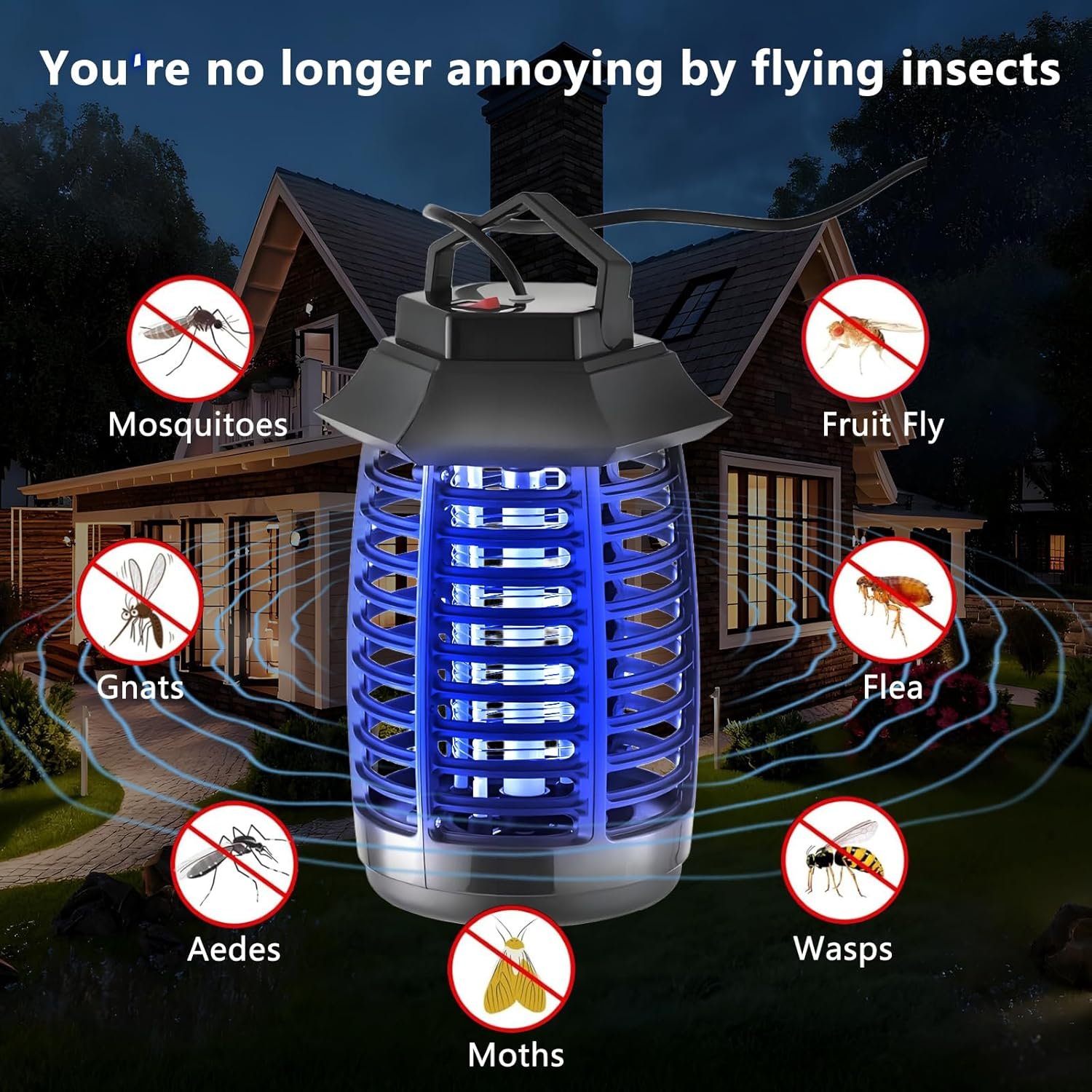 Bug Zapper, Mosquito Zapper Outdoor, 4300V High Powered Waterproof Electric Insect Trap, Plug-In Mosquito Killer, Fly Traps for Home, Kitchen, Backyard, Patio image number 6