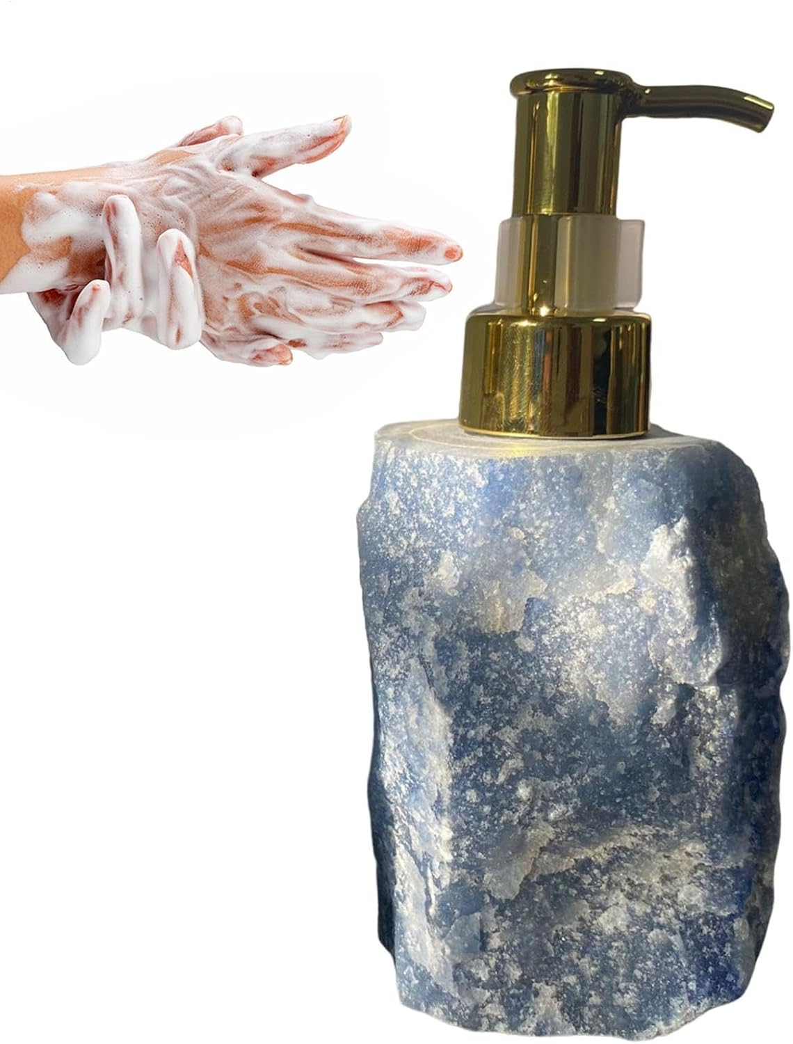 Natural Stone Soap Dispenser - Crystal Hand Soap Dispenser - Bathroom Bottles Pump - Bathroom Lotion Bottle - for Liquid Soap, Shampoo, Lotion Home Decor