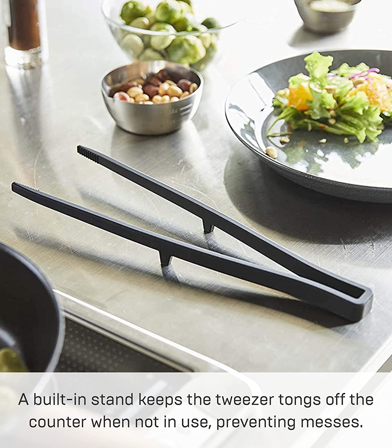 Yamazaki Home Silicone Kitchen Tongs, Silicone, No Assembly Req., Black image number 3