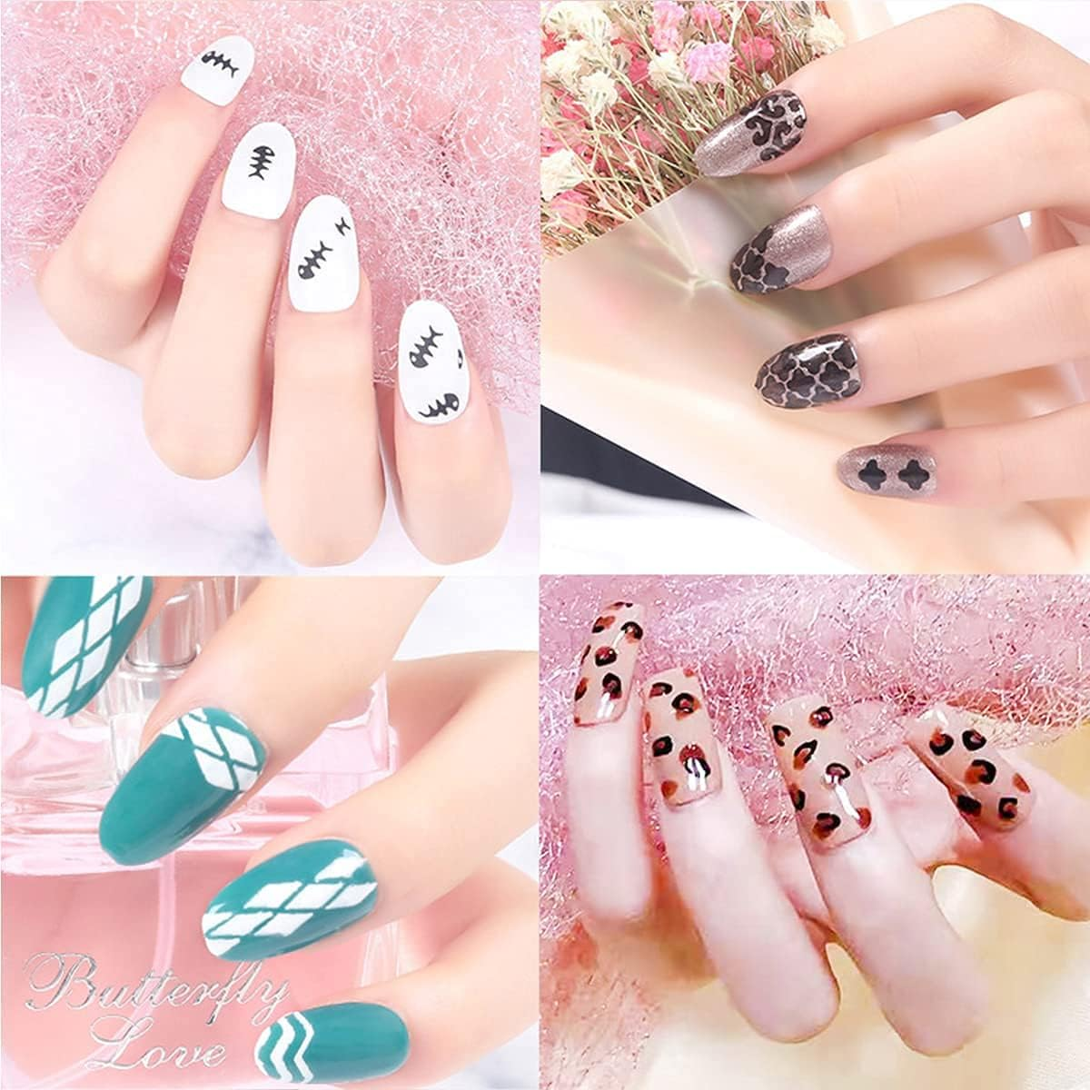 Nail Stencils for Nail Art Reusable,Nail Vinyl Stencils Sticker 144 Pieces 72 Designs,Hollow DIY Manicure Decoration Decals French Tip Nail Guides Supplies（24 Sheets）. image number 5