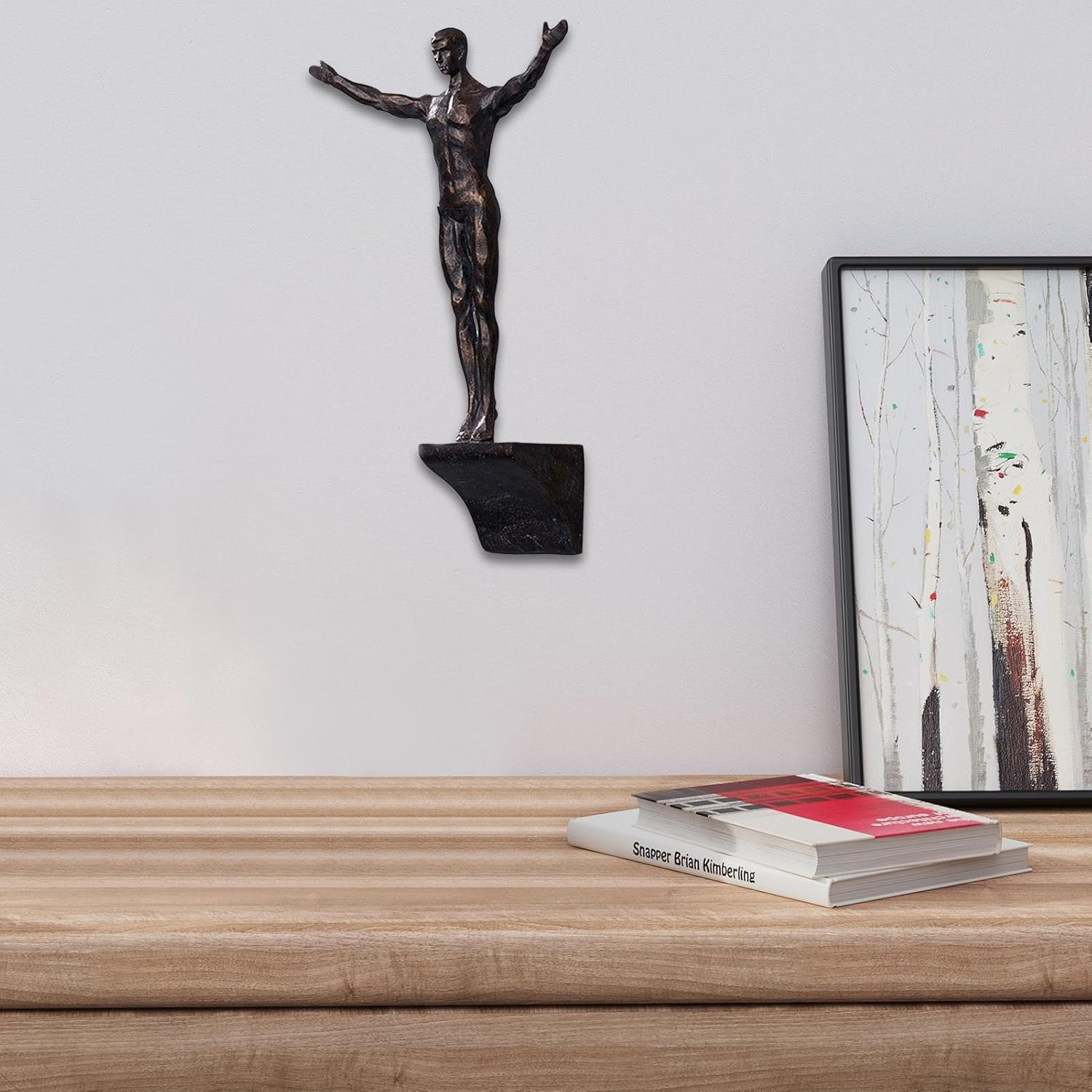 Climbing Man Wall Sculpture | Decorative Resin Modern Wall Art - Unique Wall Art for Bedroom Living Room Kids Room, Modern Art, Perfect Home Decor Pochy image number 4