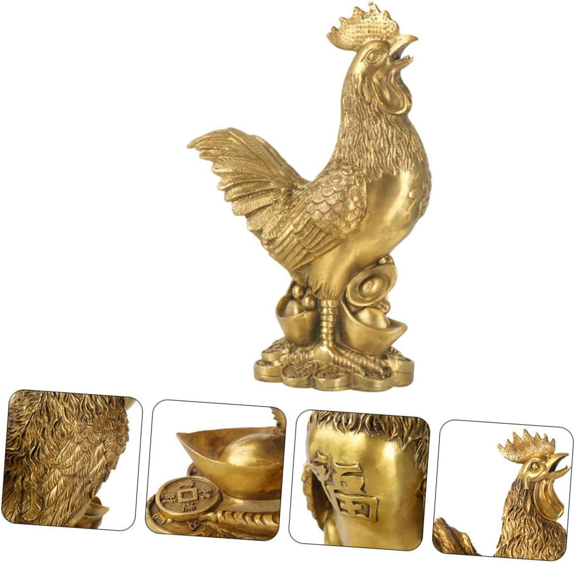 Yardenfun Creative Brass Chicken Decoration Retro Rooster Figurine for Home Desktop Decor Unique Animal Sculpture for Office and Living Room Vintage Style Ornament image number 5