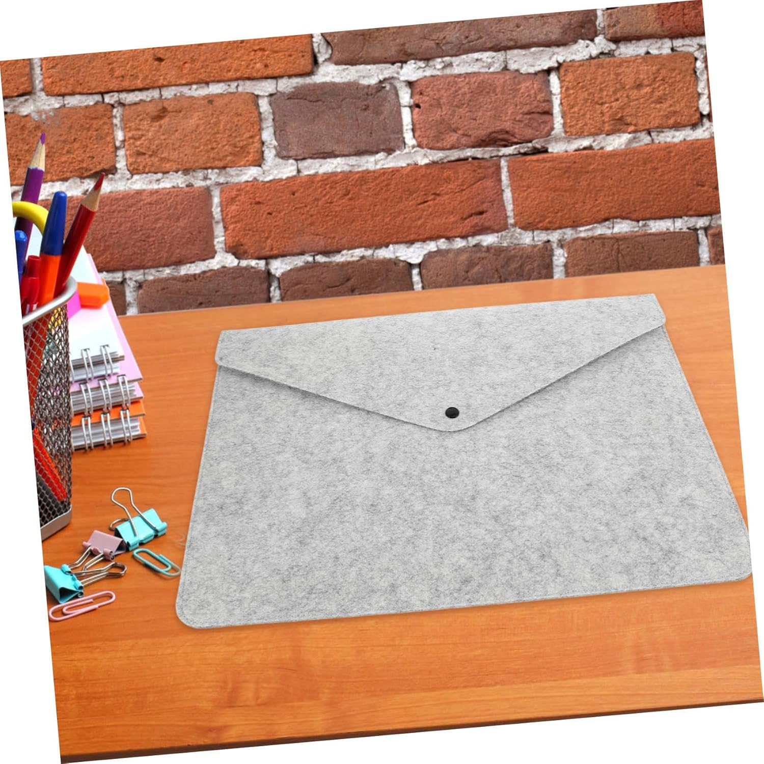 ULDIGI Zippered Felt Document Bag Capacity File Folder Pockets for School Office Travel image number 1