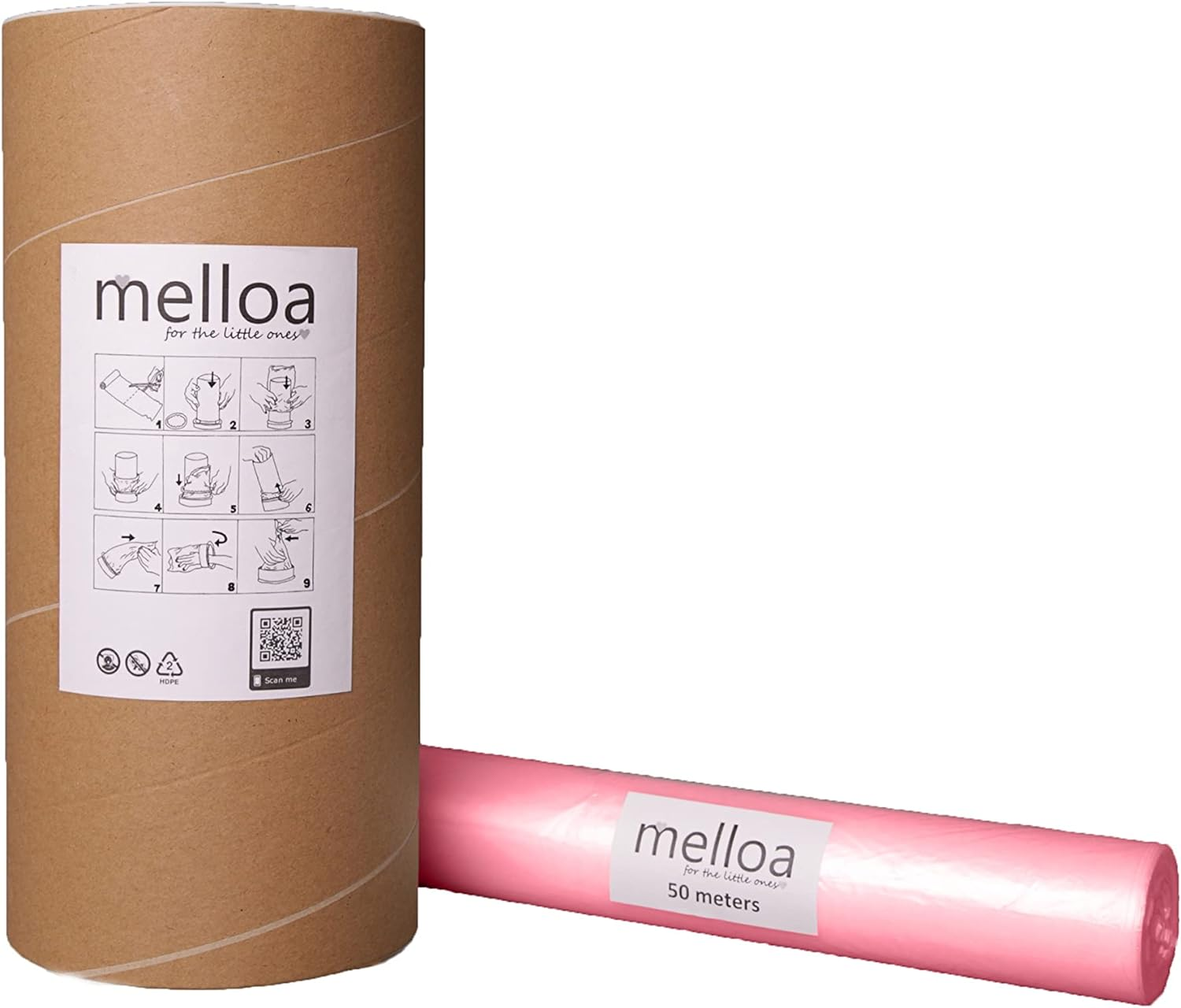 100M MELLOA Cartridge Refill KIT for Nappy Bins Compatible With: Tommee Tippee Sangenic Tec Twist and Click Simple Maxi Sprout Littycat Ubbi Magic and Others (Pink, 100M) image number 3