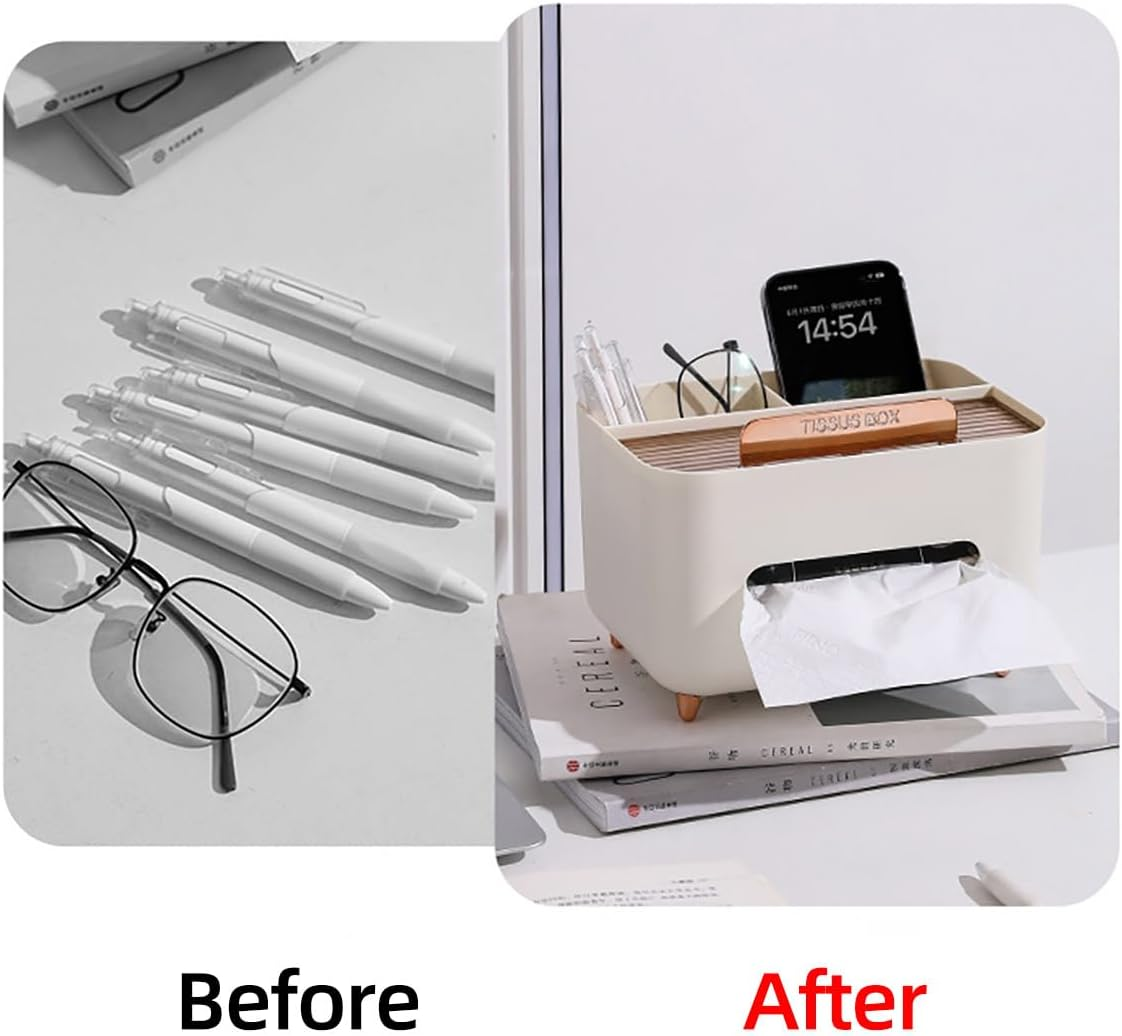 AIMALL Multifunctional Desk Organizer Tissue Box, Stylish Nordic Design for Living Room, Coffee Table, and Remote Control Storage 8.27&times;5.91&times;5.12 Inch