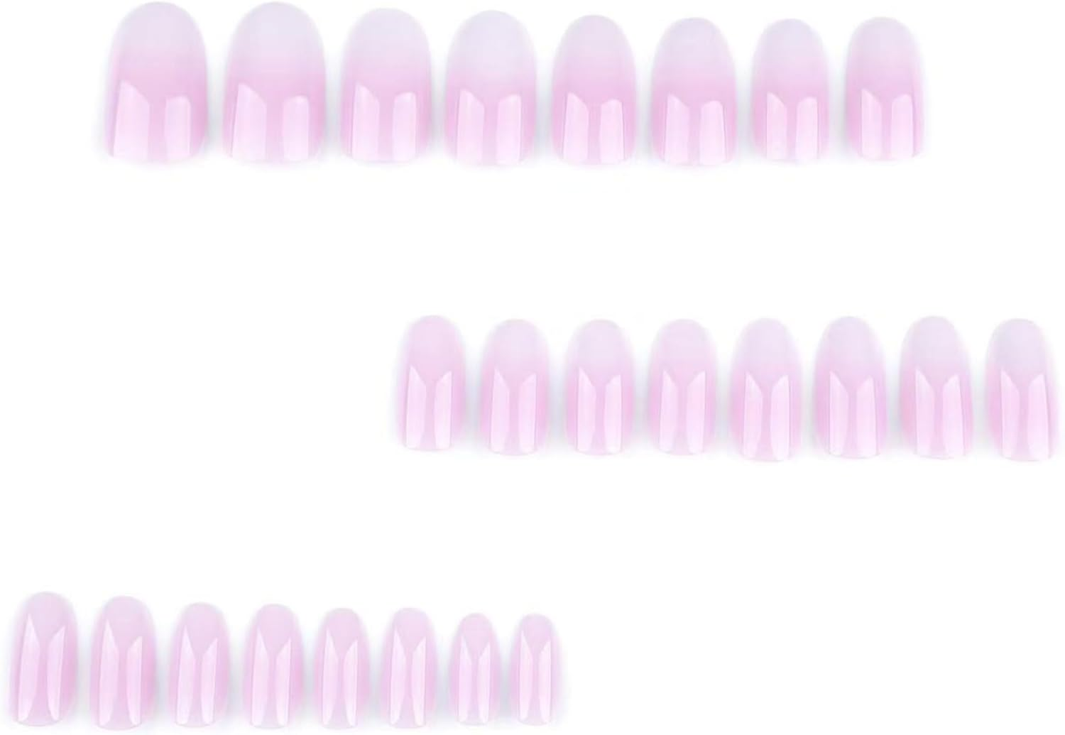 KAVI' S 24Pcs French Tip Stick on Nails Light Color Press on Nails Nude Pink Gradient Glitter Fake Nail Short Almond Acrylic False Nails Jerry Glue for Women Girls Nail Art