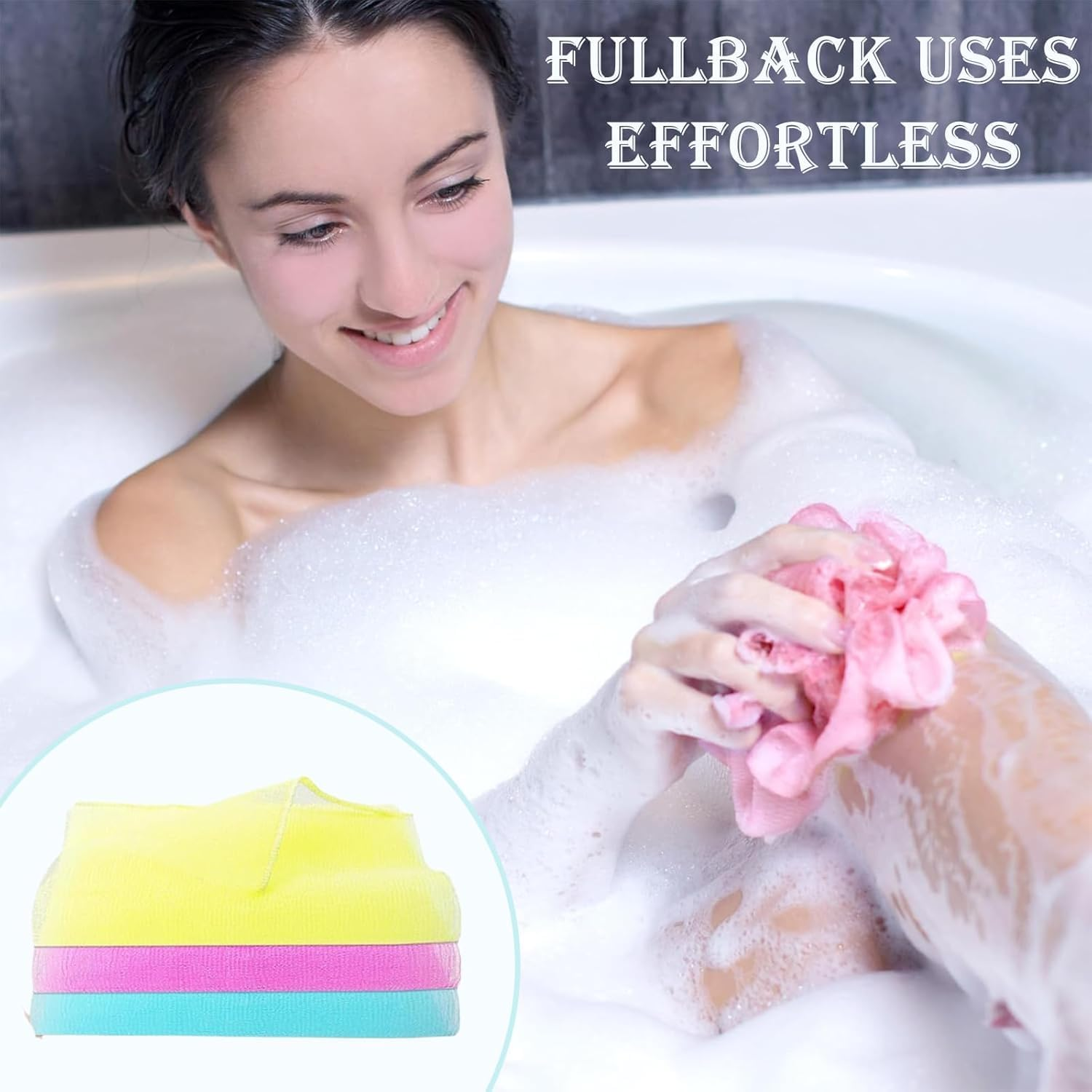 Exfoliating Towel - Japanese Korean Body Scrubber for Shower, Exfoliating Washcloth, Back Scrubber, Bath Loofah, Net Sponge, Deep Cleansing Exfoliation (3 Pack) image number 1