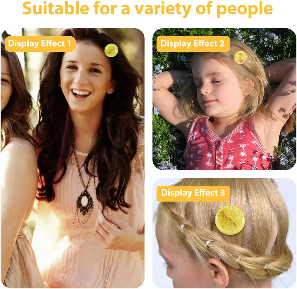 LQIOACU Hair Clips Yellow Hair Clips Girls Women Cute Fruit Hair Accessories for Carnival Party Pack of 6, Bronze, Medium