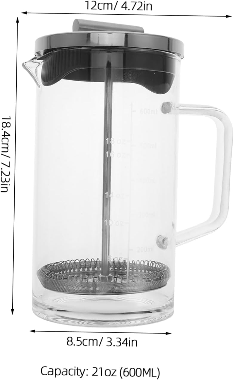 MAGICLULU Coffee Maker Pot Scale Practical Maker Press for Home Use for Brewing Coffee Tea Thick Glass Base Suitable for Daily Use image number 6