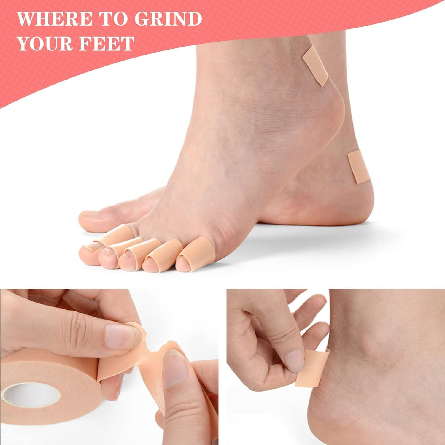 4 Rolls Feet Moleskin Tape, 2.5Cm X 5M Moleskin Plasters Padding Bandage for Toe Finger Hand Anti-Slip Adhesive High Heel Sticker Patches Protection Strips for Blisters Prevention and Healing image number 6