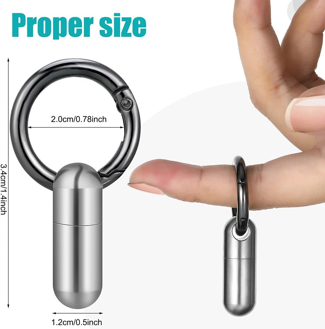 2 Pieces Tiny Keychain Pill Holder, Micro Waterproof Keychain Pill Organiser Pill Container with Keychain, Portable Mini Size Pill Case Pill Box for Outdoor Travel Purse Pocket image number 2