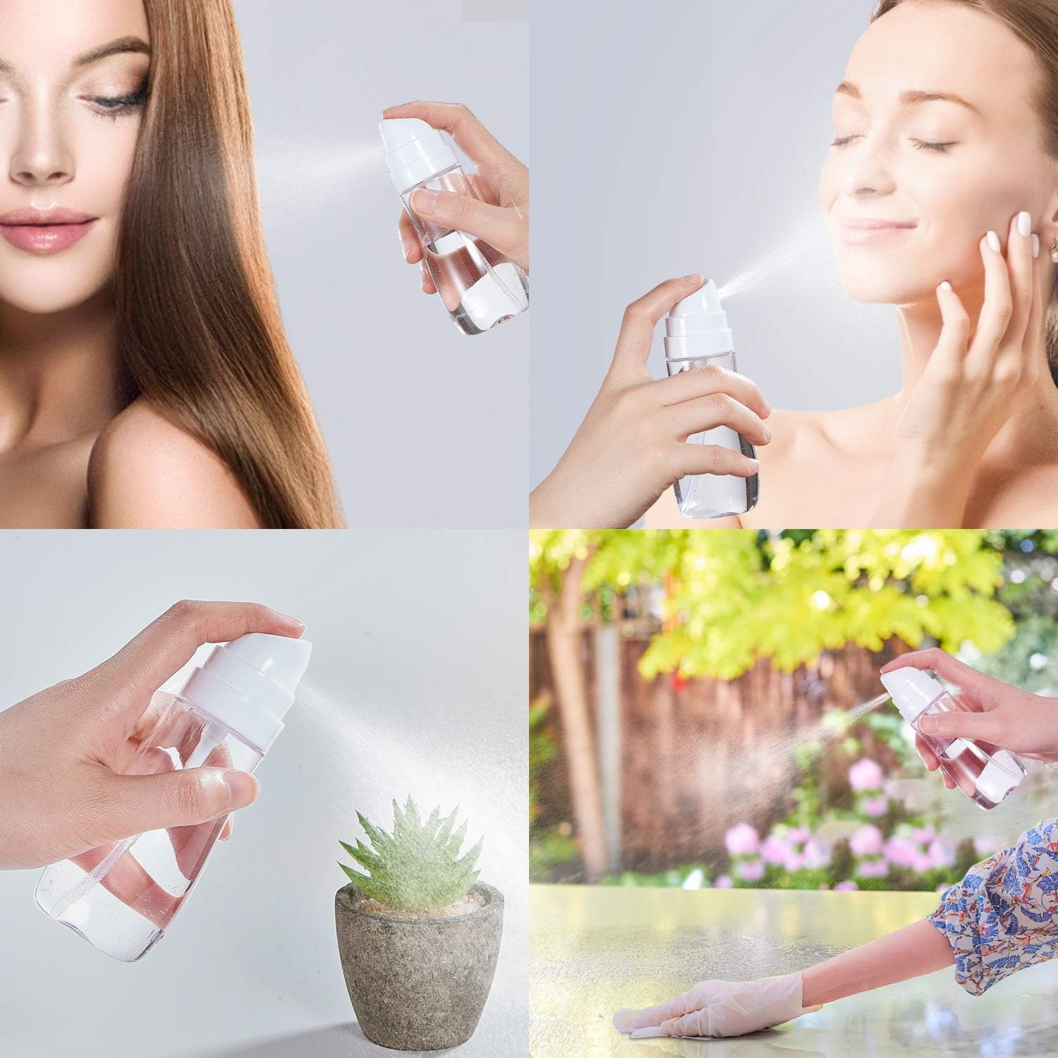 Plastic Empty Spray Bottles with Fine Mist Sprayer,3.4Oz/100Ml Refillable Portable Travel Bottle,Liquid Sprayer,Chemical Resistance (2 Pack), Transparent, Small image number 2