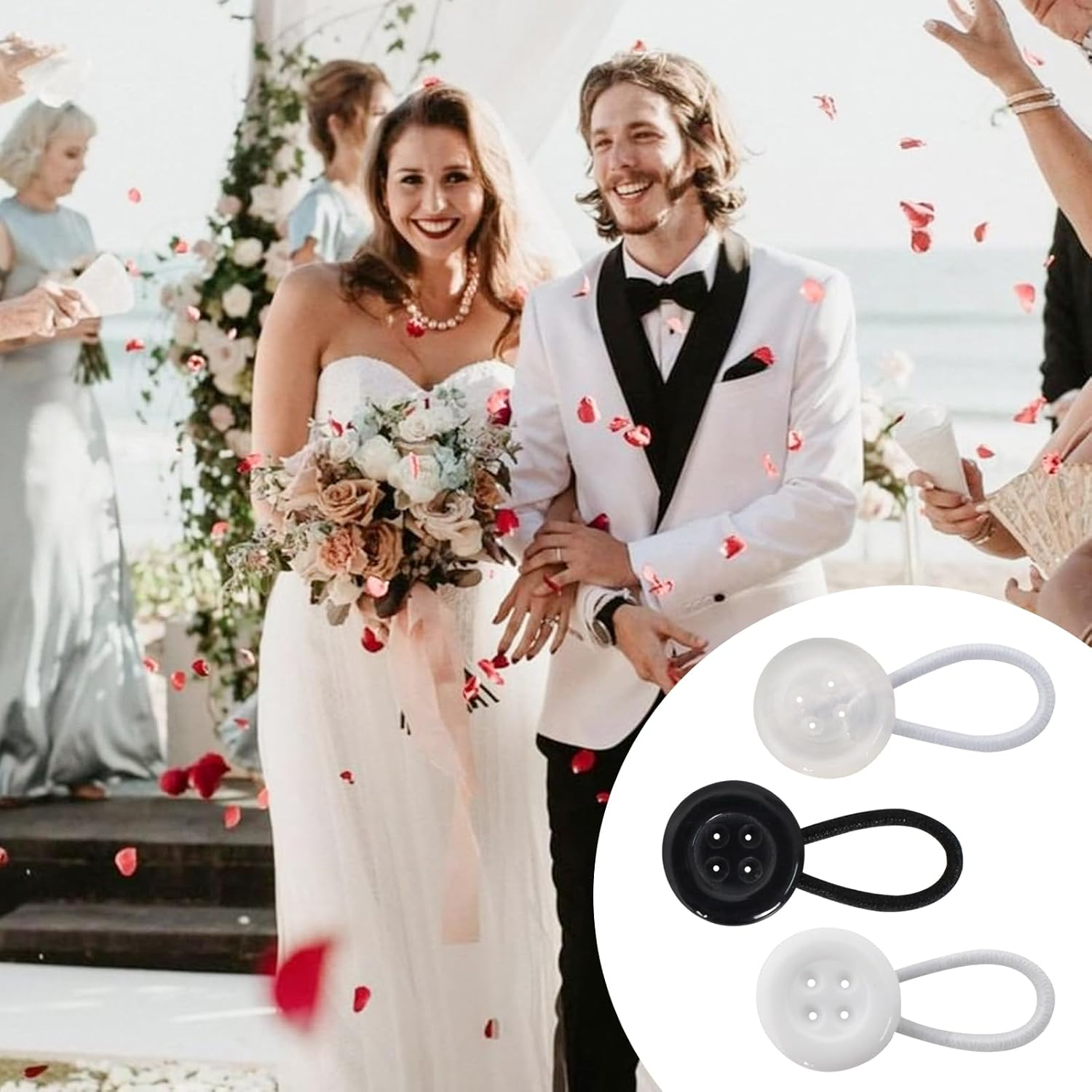 6 Pcs Mixed Color Collar Extenders, Adjustable Elastic Button Extender, Button Extender for Trousers Add Length, Elegant Collar Extenders Elastic Button for Expansion of Collar, Neck, Trousers image number 4