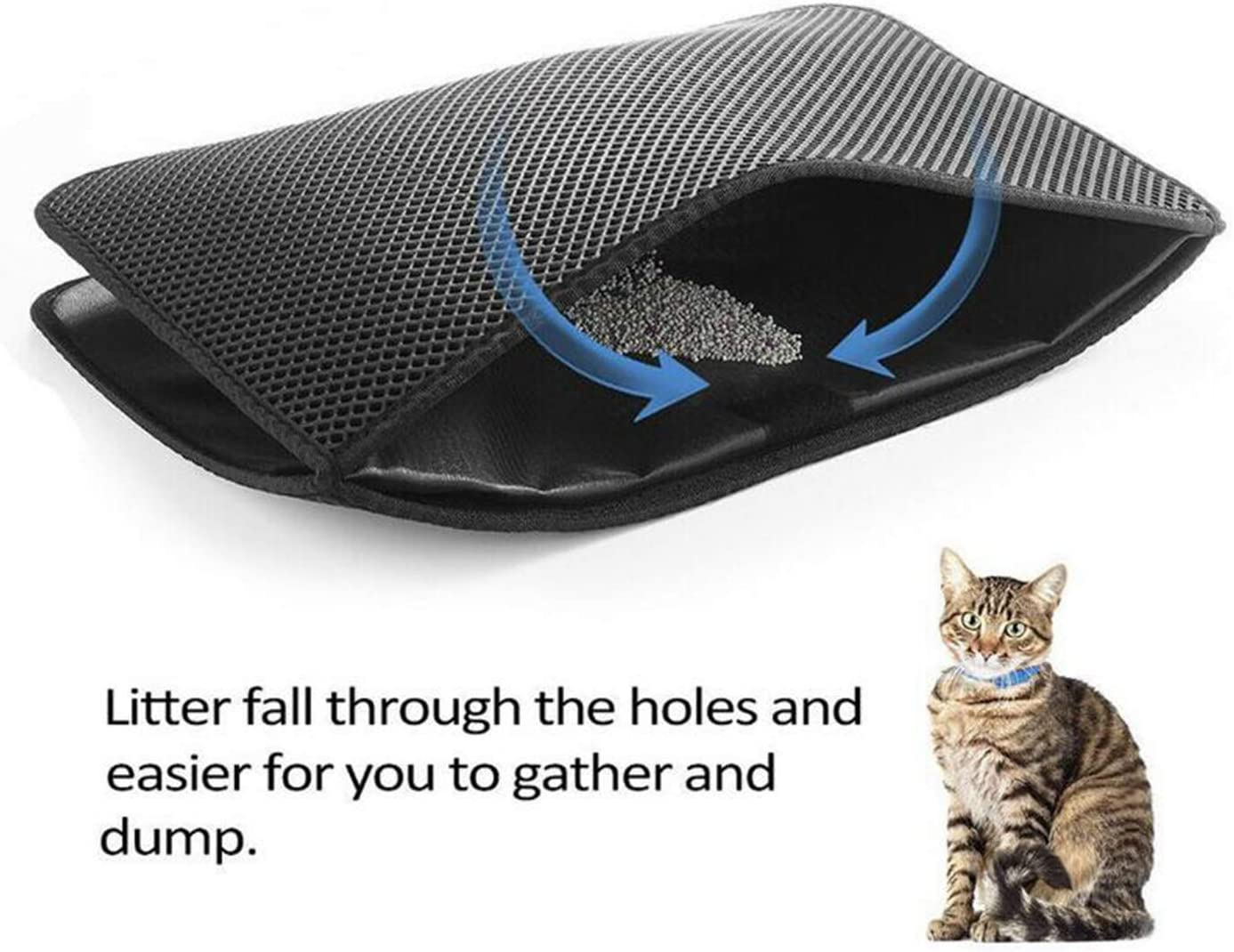 Waterproof Double-Layer Cat Litter Mat Trapper Foldable Pad Pet Rug Home 75 X 55Cm image number 6