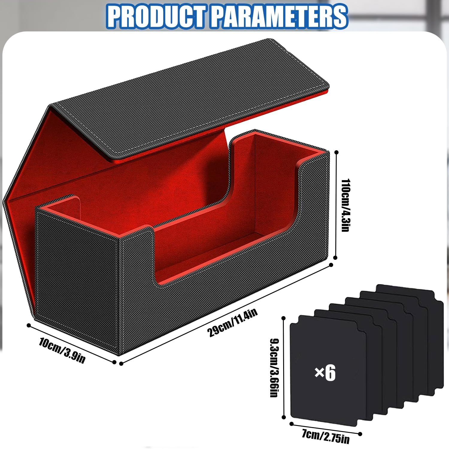 2 Pcs Trading Card Storage Box, Card Deck Case for Trading Cards 100+. Deck Box for Commander Display, PU Leather, Soft Lining, for TCG、 MTG and Sport Cards (Red) image number 6