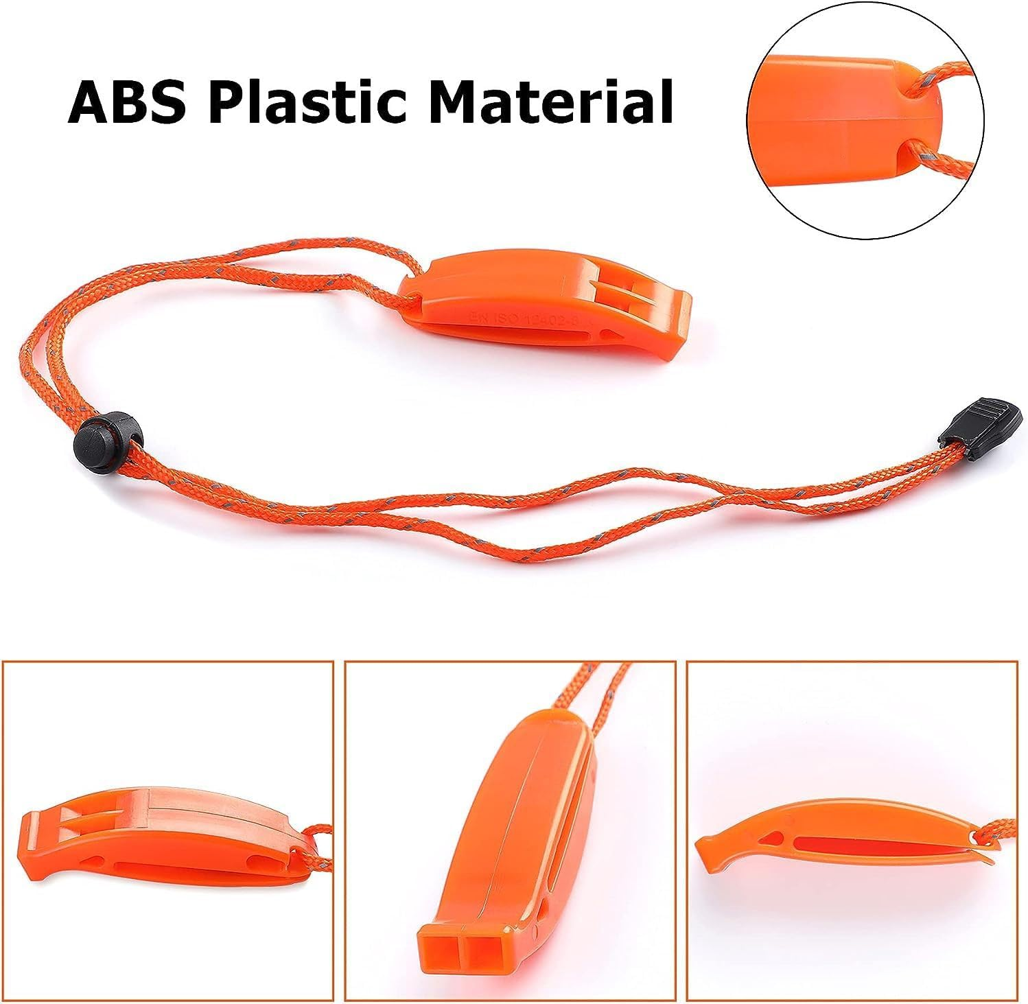 12PCS Safety Survival Whistles Emergency Whistle Survival Whistles with Adjustable Reflective Lanyard Emergency Plastic Whistle Marine Whistle image number 4