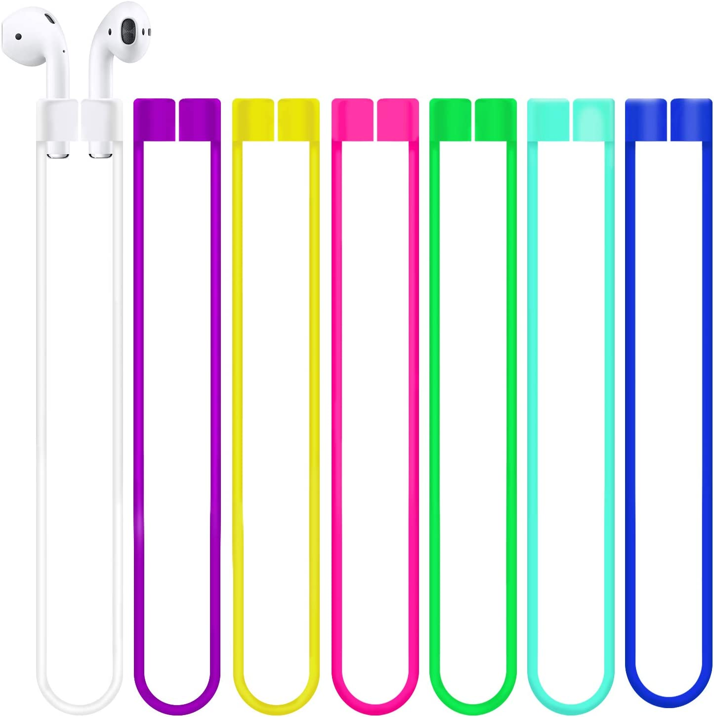 Compatible for Airpods Anti-Lost Straps Accessory - 7PCS Colorful Assorted Strings, Soft Sport Airpods 1 2 Pro Tether Lanyard, Running Silicone Wire Cable Connector, Silica Gel Neck Rope Cord image number 5