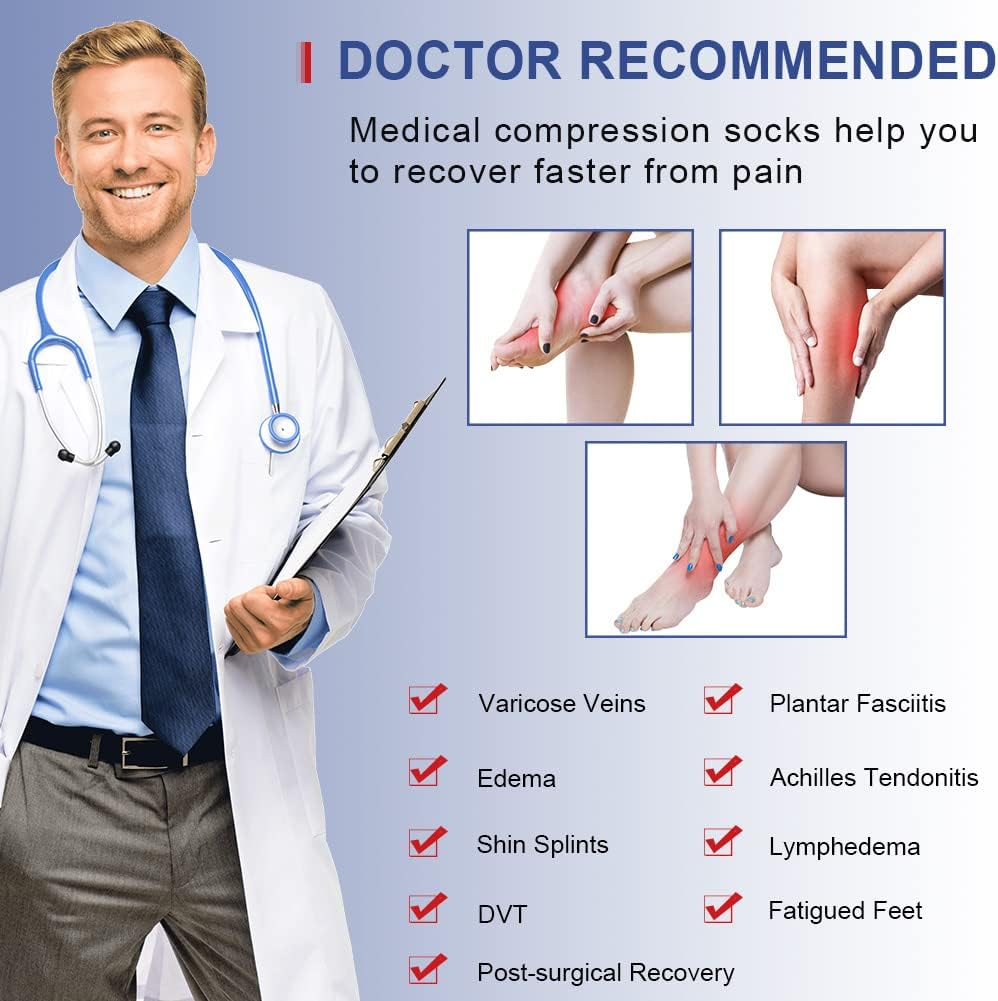 Beister Closed Toe Knee High Calf Compression Socks for Women & Men, Firm 20-30 Mmhg Graduated Support for Varicose Veins, Edema, Flight, Pregnancy