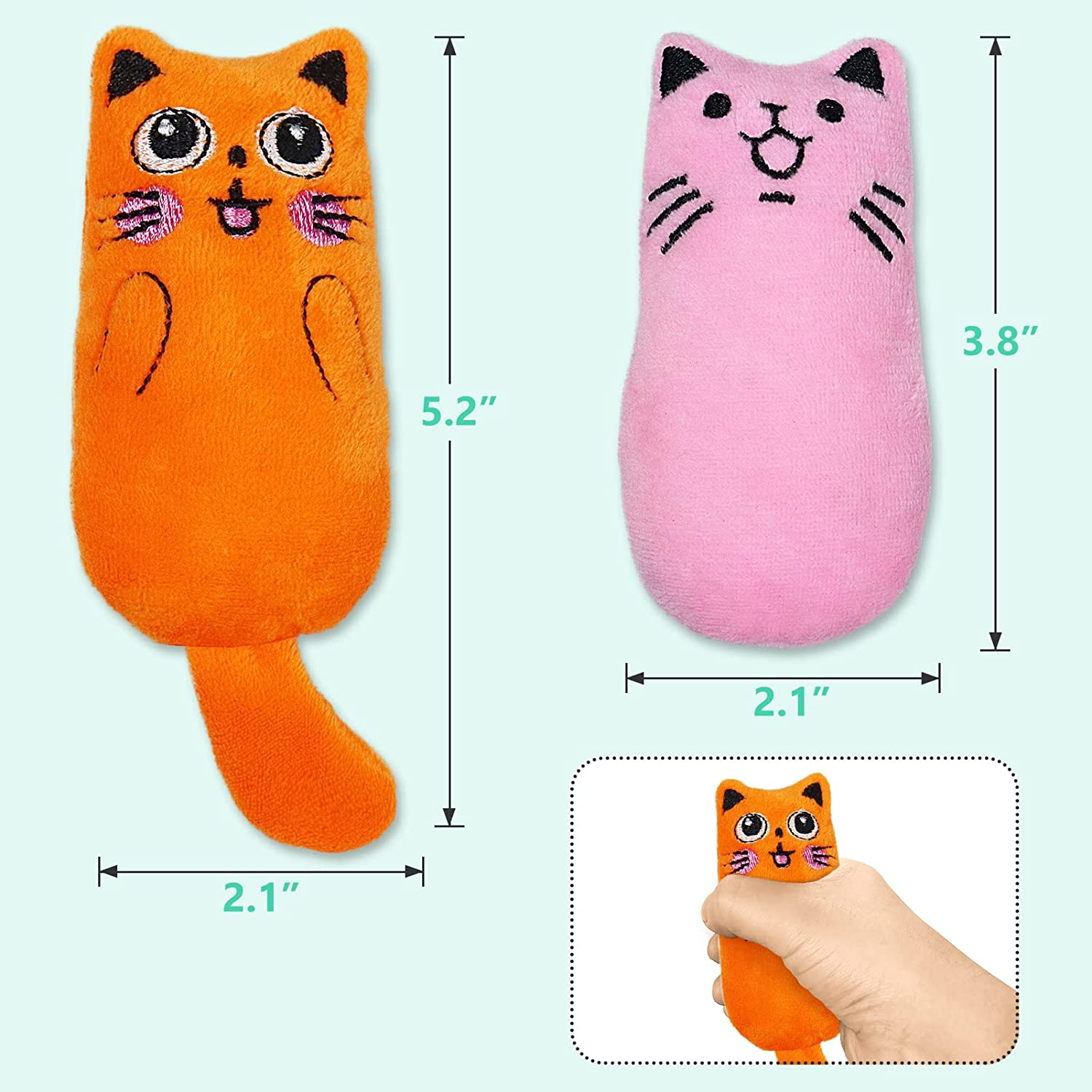 SCHITEC Catnip Toys, [4 PCS] Soft Plush Cat Nip Chew Toy for Indoor Cats, Interactive Kitten Pillow Kitty Teething Toy image number 3