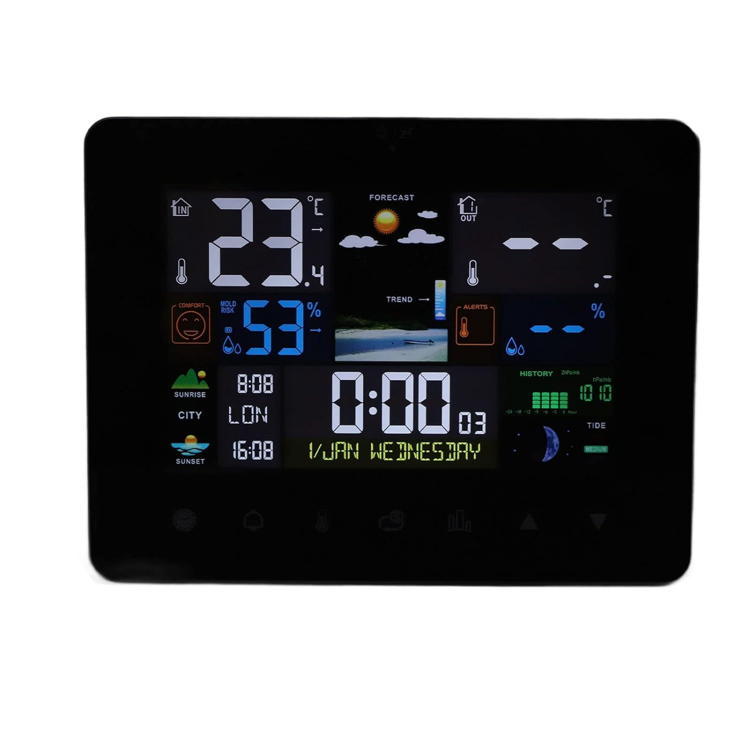 Home Wireless Indoor Outdoor Thermometer, Digital Weather Monitor with Color Touch Screen, Wireless Weather Station Thermometer for Indoor and Outdoor Use image number 5