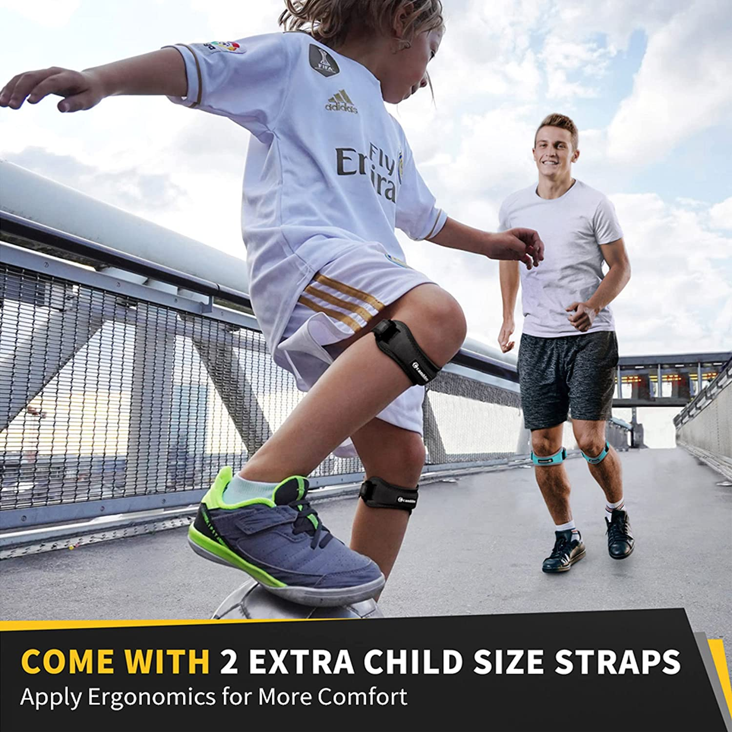 CAMBIVO Patella Knee Strap, 2 Pack Adjustable Tendon Strap, Knee Brace Support Band for Knee Pain Relief, Tendonitis, Basketball, Running, Jumpers Knee, Hiking, Volleyball, Tennis, Squats (Black) image number 4