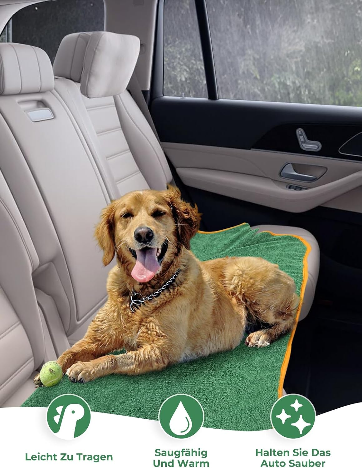 Dog Bathrobe, Quick Drying Microfibre Bath Towel, Bibykivn Adjustable Dog Towel with Velcro Closure, Absorbent Dog Bathrobe with Hat for Large Medium Dogs (S, Green) image number 6