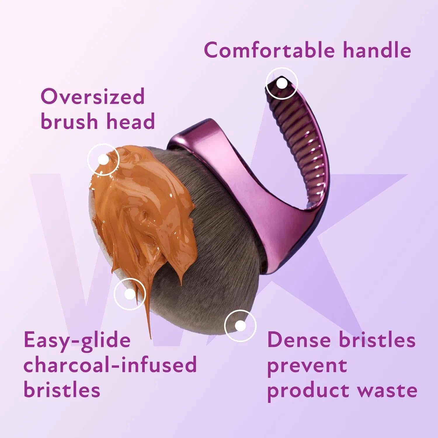 Extra Large Body Makeup Brush for Self Tanner & Bronzer, Kabuki Design with Soft Charcoal-Infused Vegan Bristles for Streak-Free Application - Ermaoo image number 2