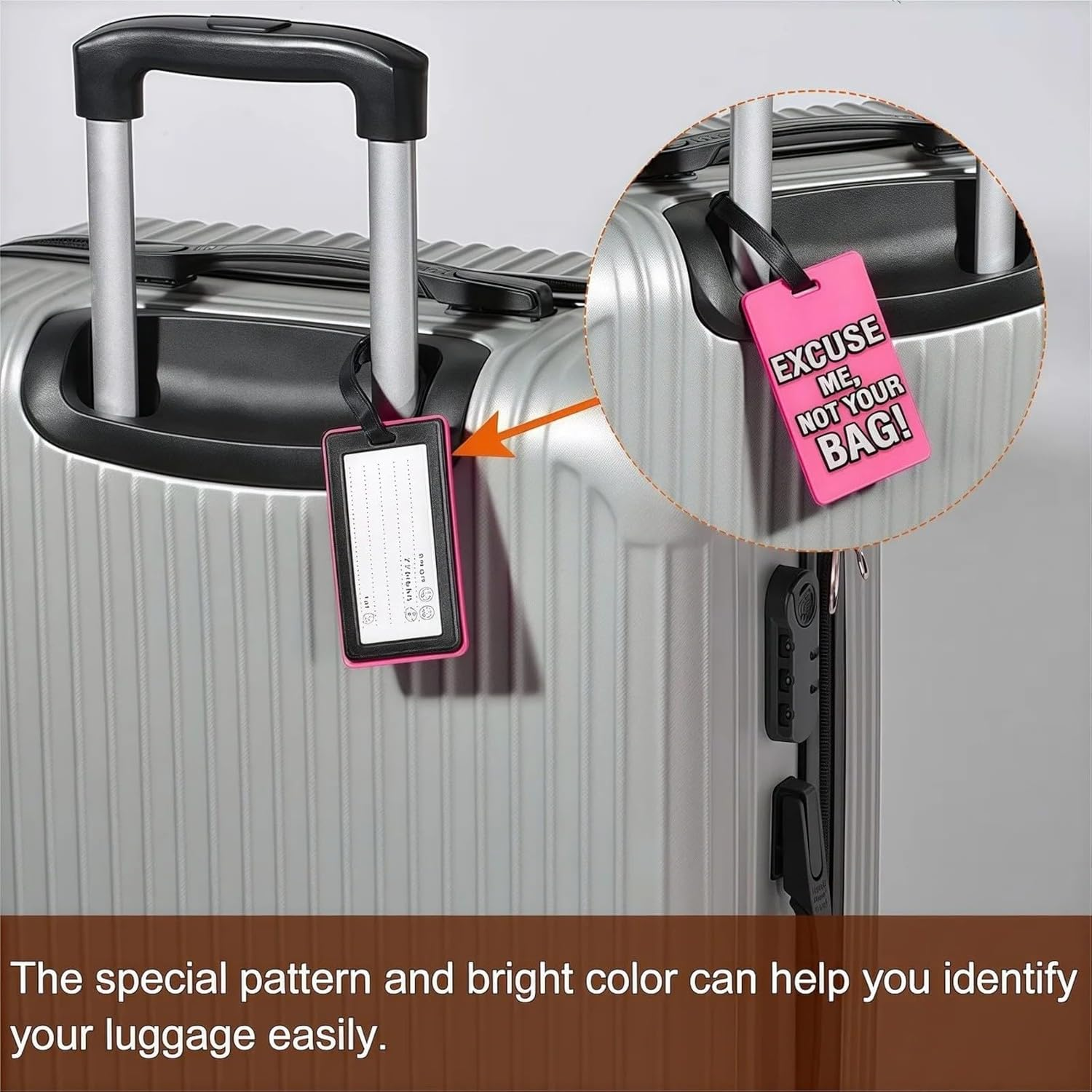 3 PCS Not Your Bag Tags Fun Design Adjustable Luggage Tags PVC ID Holder Travel Bag Tags image number 4