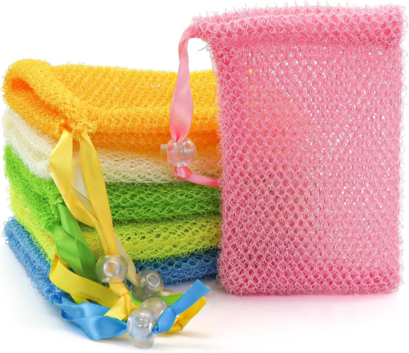 Andiker Soap Bag Soft for Shower,7 Pcs Mesh Soap Pouch Saver with Drawstring for Foaming and Drying,Hangable (7PCS) image number 2