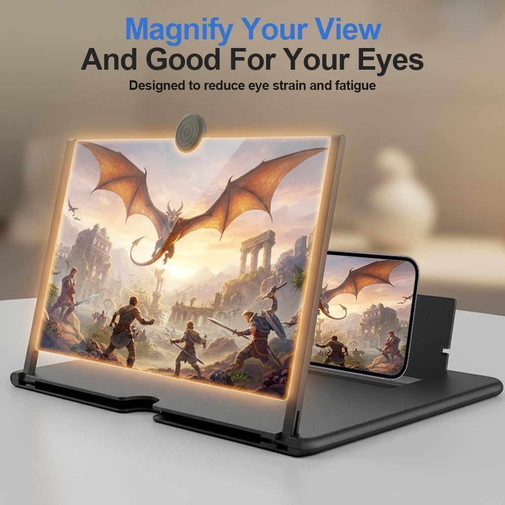 T Tersely 2026 Upgraded Big Screen Phone Magnifier, Ultra HD Screen Amplifier with Foldable Stand, Portable Mobile Phone Projector for Movies, Gaming, Compatible with All Smartphones (16 Inch) image number 4