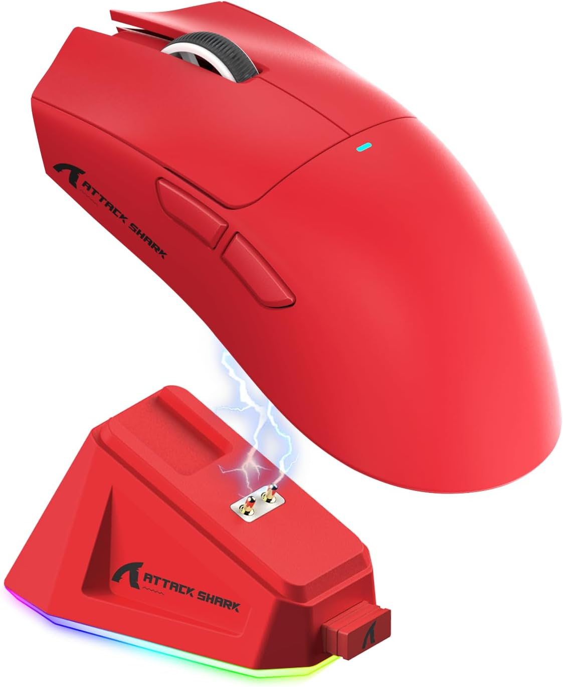 ATTACK SHARK X11 Gaming Mouse with Magnetic Charging Dock, Pixart PAW3311 Gaming Sensor, BT/2.4G Wireless/Wired Gaming Mouse, 22000 DPI, Office Mice Gamer Mice for Win11/Xbox/Ps/Mac (Red)