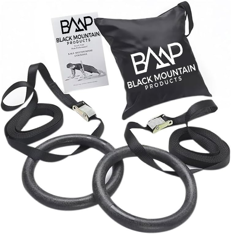 Black Mountain Products Multi-Use Exercise Gymnastics Rings, Black image number 2