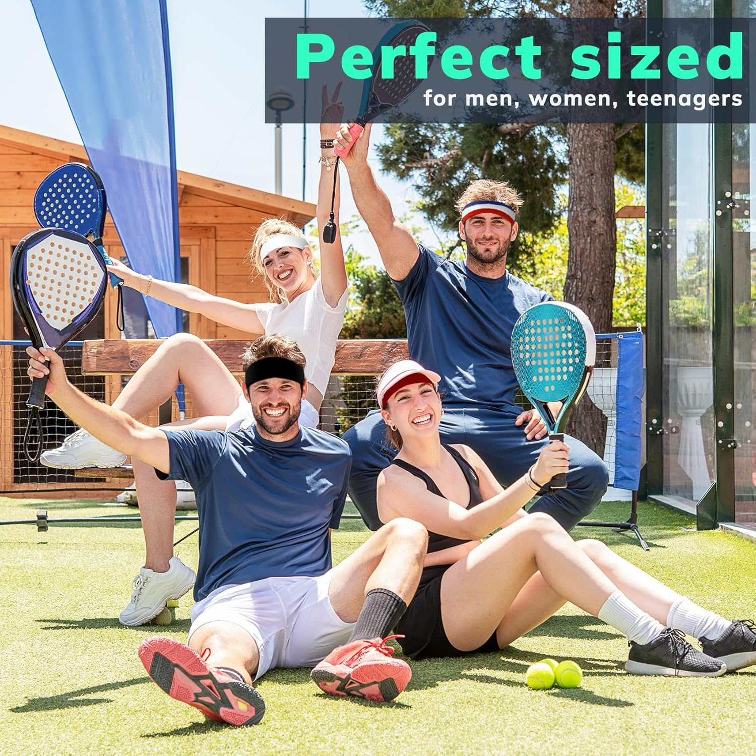 Sweatbands Sports Headband for Men & Women - Terry Cloth Moisture-Wicking Sports Towel Headband for Tennis, Basketball, Running, Gym, and Fitness Working Out image number 4