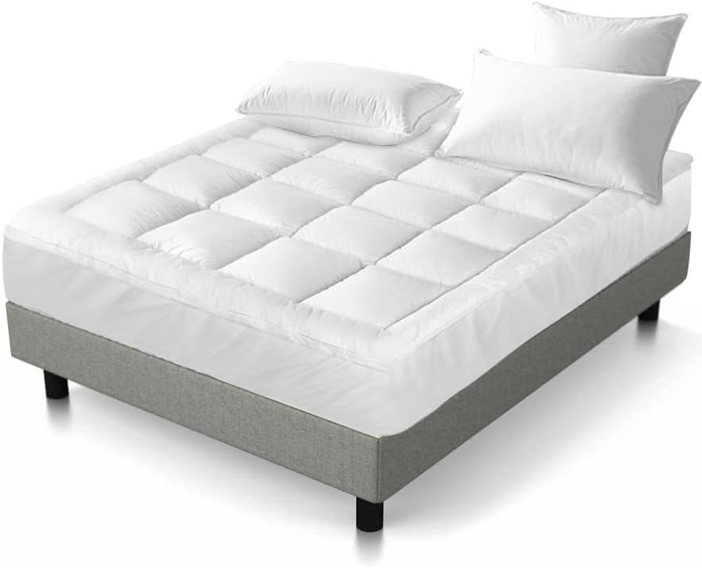 Giselle Bedding Bamboo Mattress Topper Queen Size 1000GSM, Microfibre Washable Hypoallergenic Mat Hotel Quality, 5Cm Fitted Breathable Pillow Top Protector with Elastic Deep Pocket for Back Pain image number 5