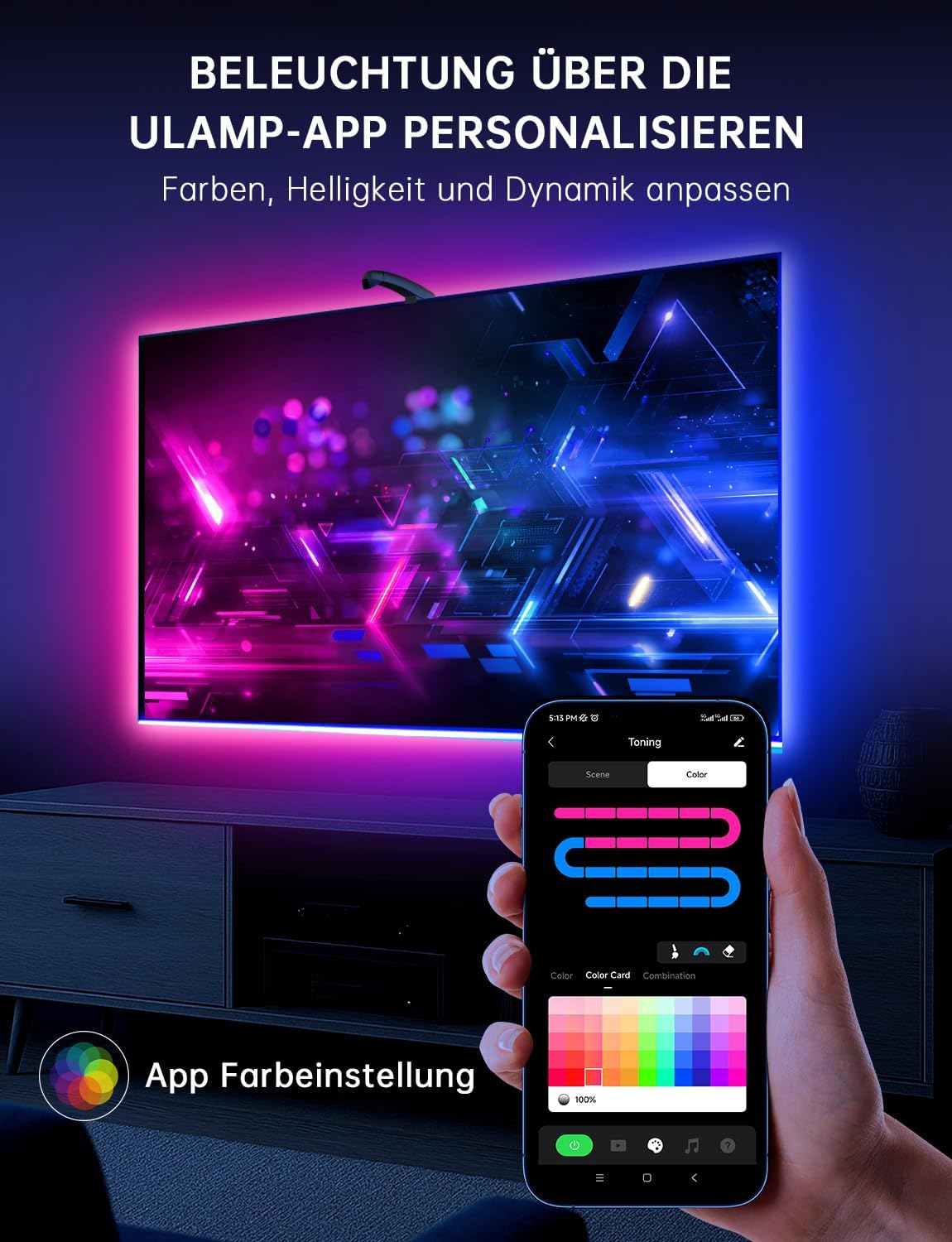 FFJ TV Backlight, 3.5 Metre LED Strip Sync for 40-50 Inch Tvs and PC Monitors, TV LED Strip with Sensor, Smart App Control, Game & Music Sync, RGB Colour Changing Strips for Home Cinema image number 5