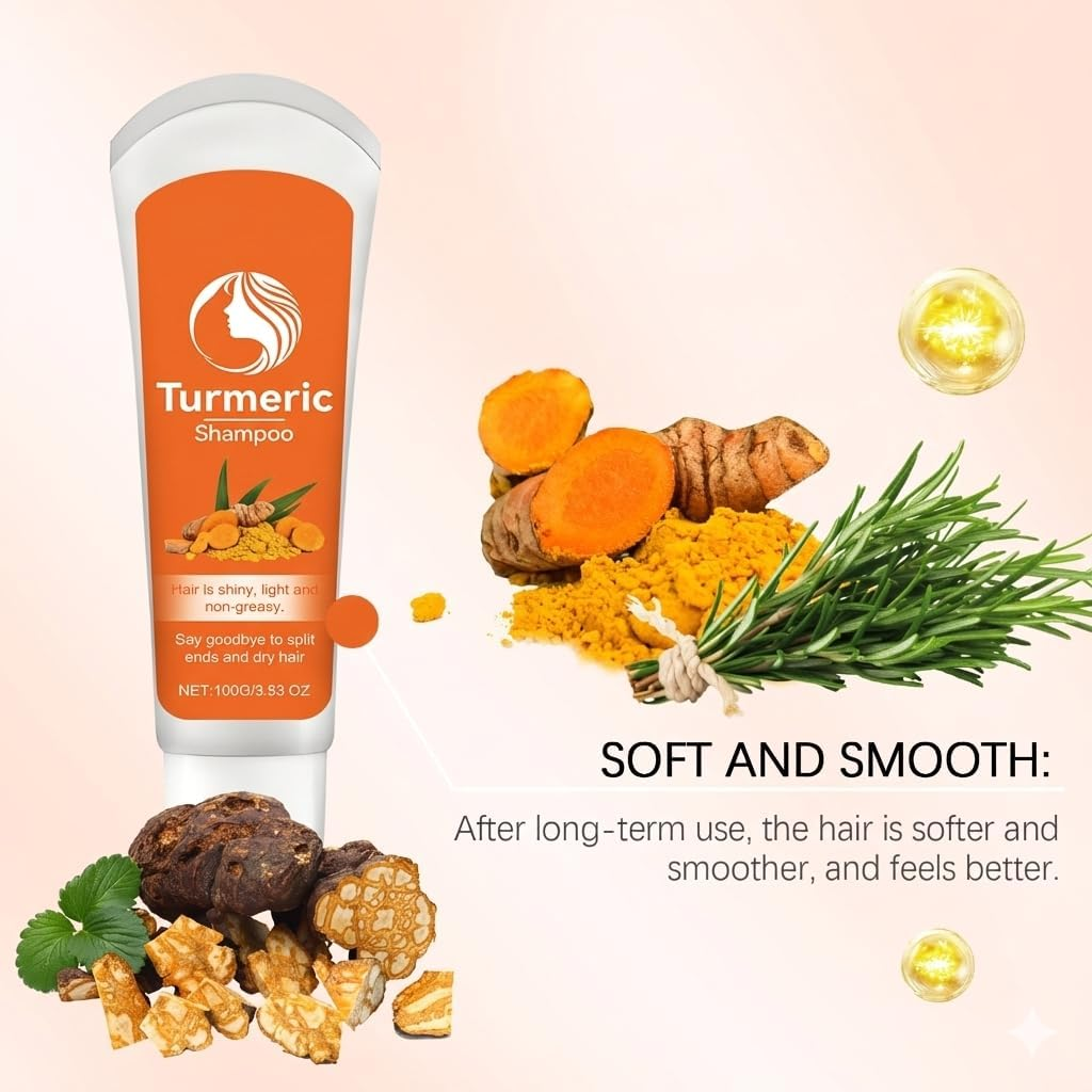 Turmeric Shampoo, Deep Cleansing Scalp Care Oil Control Nourishing Shampoo, Thickening Volumizing Softening and Deeply Hydrating Shampoos, Natural Ginger Moisturizing Hydrates Shampoos (5PCS) - 1Pcs image number 7