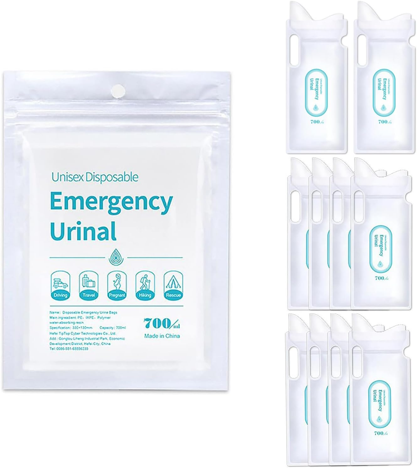 Disposable Urine Bags (10Pcs/700Ml) Disposable Urine Bags Travel Urine Bags Toilet Traffic Jam Emergency Portable Toilet for Men Women Children Patients (White A) image number 5