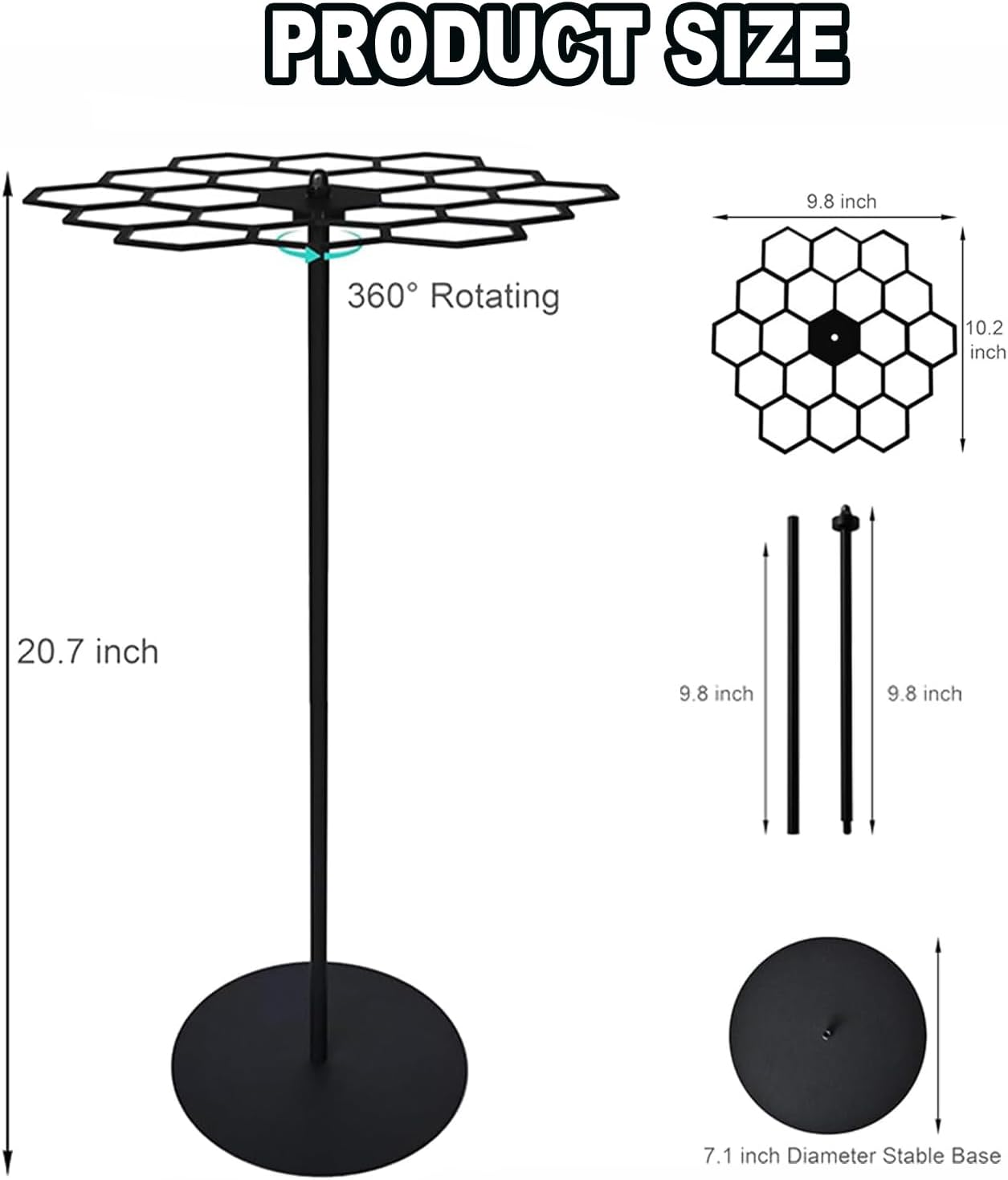 BEANPRECOY Rotatable Medal Hangers | Metal Medal Rack with 45-Medal Capacity | Tabletop Display Holder for Sports, Marathon Races & Runners | Sleek Black Design image number 1
