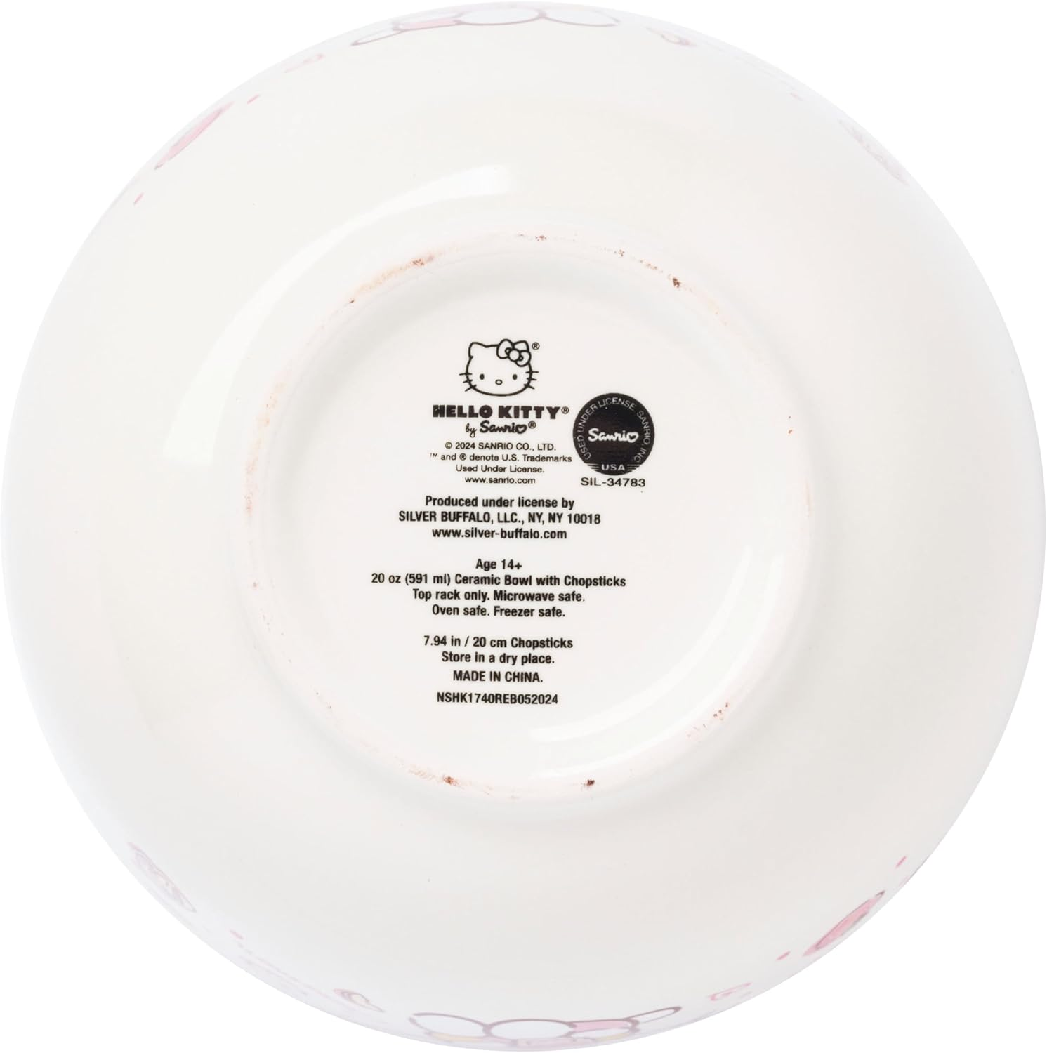 Silver Buffalo Sanrio Hello Kitty Apples and Cinnamon 20-Ounce Ramen Bowl and Chopstick Set - Hello Kitty And Friends Graph image number 4