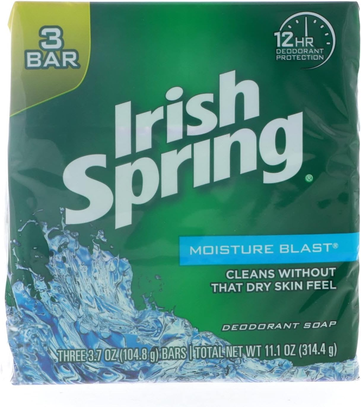 Irish Spring Moisture Blast Deodorant Bar Soap, 11.1 Oz Bars, 3 Each (Pack of 2) image number 4