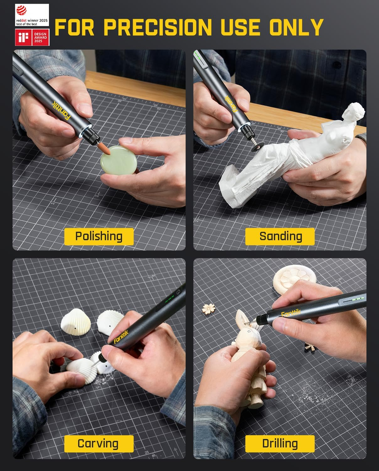 Fanttik F2 Master Mini Cordless Rotary Tool Kit 4V, Neopulse Motor, 5 Variable Speed, 25000 RPM, Revostor Hub, 35 Accessories, Power Tool for Sanding, Polishing, Drilling, Carving, DIY Crafts image number 1