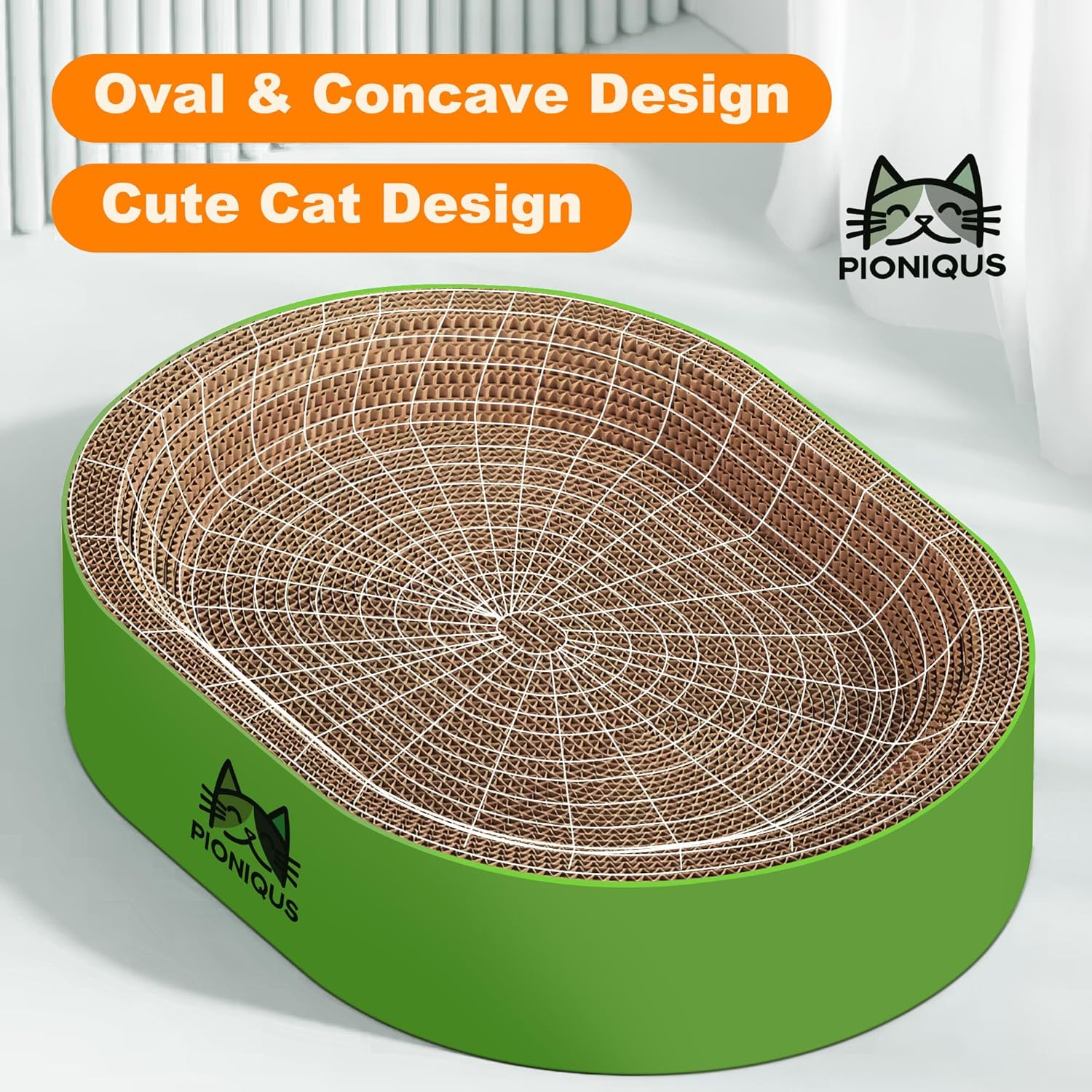 Upgraded Cat Scratcher Cardboard Bed Oval Cat Lounge 42Cm for Indoor Cats, Durable Corrugated Scratch Pad & Nest, Furniture Protector Kitty Scratching Couch image number 6