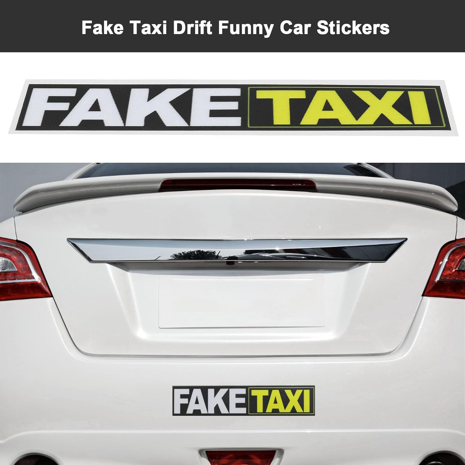 LT Easiyl 4Pcs Fake Taxi Sticker Car Sticker Waterproof Self Adhesive Sticker Cartoon Sticker Decoration for Caravan Car Bus Motorcycle Electric Car, White