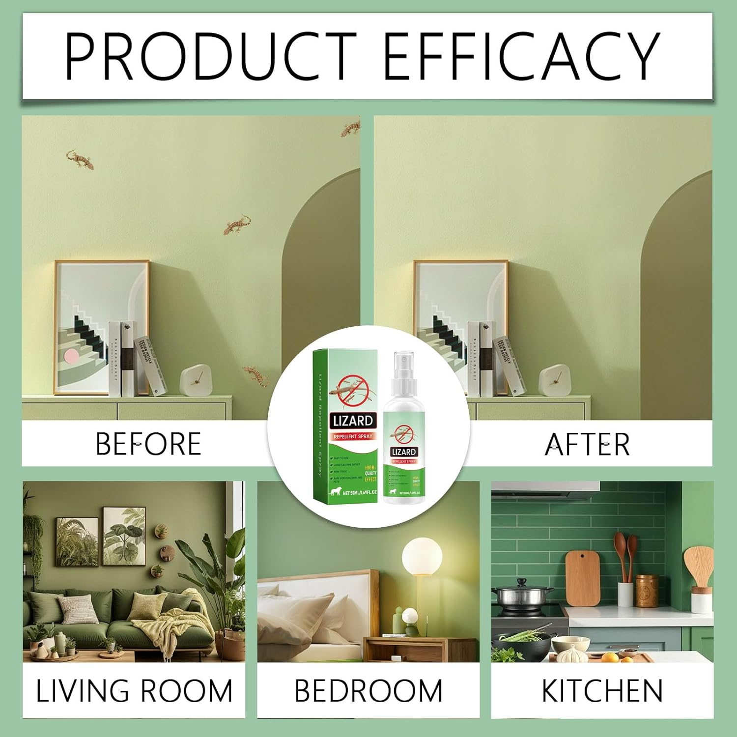 Lizard Repellents Spray, 50ML Naturals Lizard Repellent Lavender Oil Gecko Repellent, Reptile Deterrents Control Outdoor or Indoor for Home Kitchens Balconies Gardens (2) image number 3