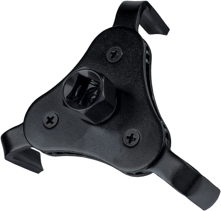 Yakamoz Adjustable 3 Jaw Oil Filter Wrench,Two Way Universal Adjustable Oil Filter Wrench with 1/2'' Adapter 3/8'' Square Drive Socket from 2.1 Inch to 4.2 Inch for Removing Motorcycles Cars Trucks image number 4