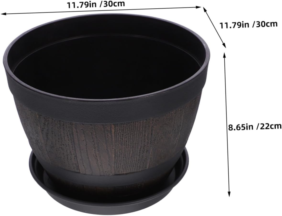 Small Barrel Planter Pot Multi-Functional Herb Planter Sturdy Plastic Flower Pot for Garden Home Office image number 1