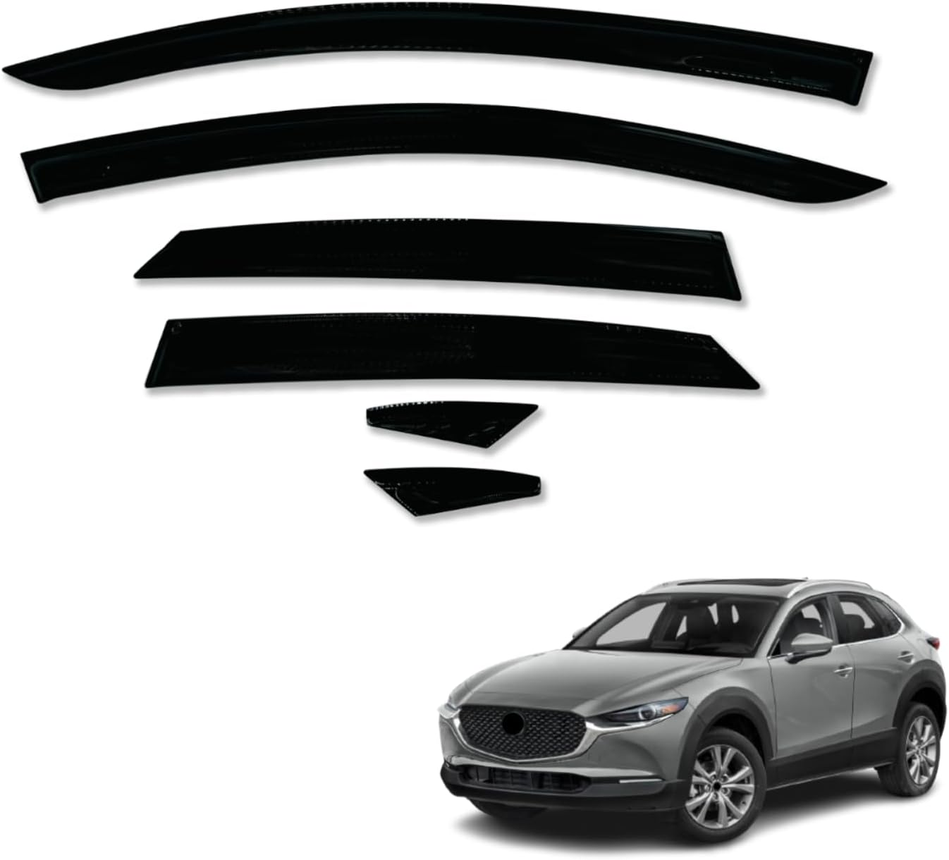 OAD4X4 Weathershields Compatible with Mazda CX-30 CX30 DM Series 2019-Onwards, Weather Shields Window Visors Wind Deflectors Sun Rain Guard 6PCS Set image number 1