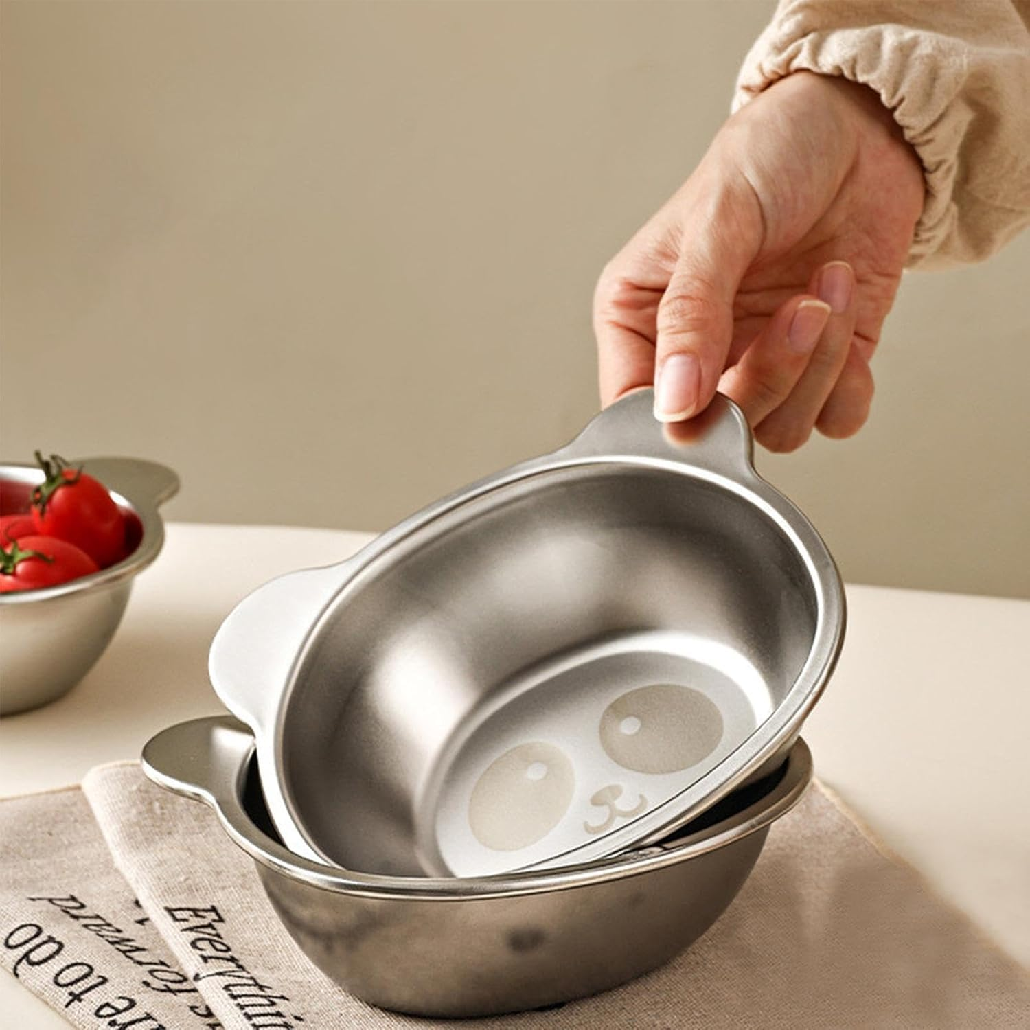 450Ml Stainless Steel Kids Bowls with Cartoon Animal Design,Lightweight, Durable, Ideal for Feeding, Camping and Fun Rice Serving during Travel image number 3